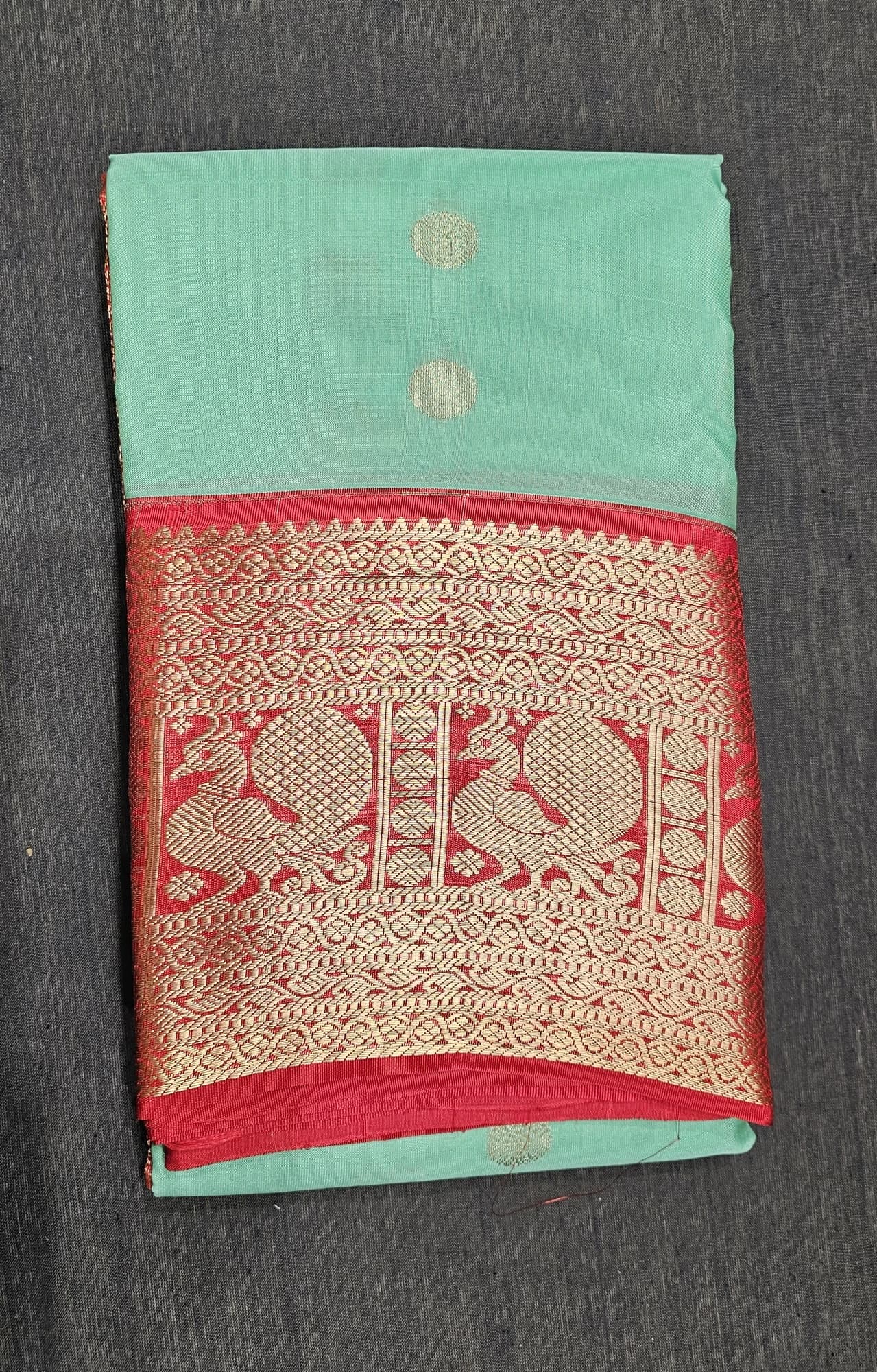 Sea Green with Red | Silk Saree | SV918