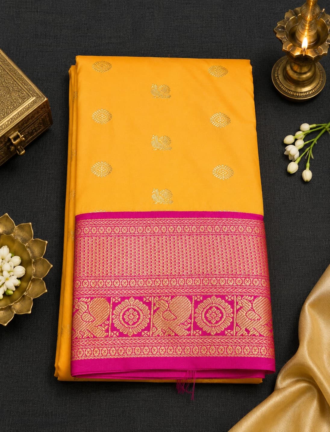 Yellow with Pink | Margam Saree | OSS13