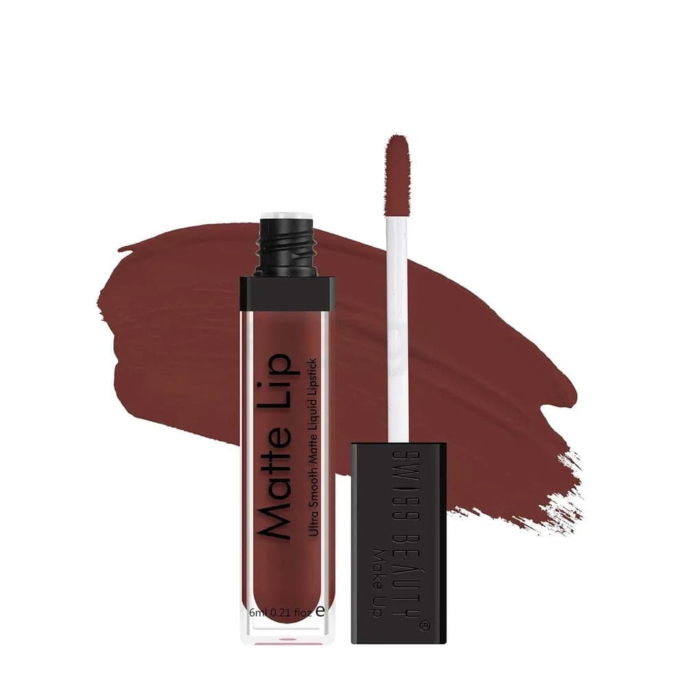 Swiss Beauty Ultra Smooth Matte Liquid Lipstick. Ideal for dance makeup, Bharatanatyam, and stage performances.