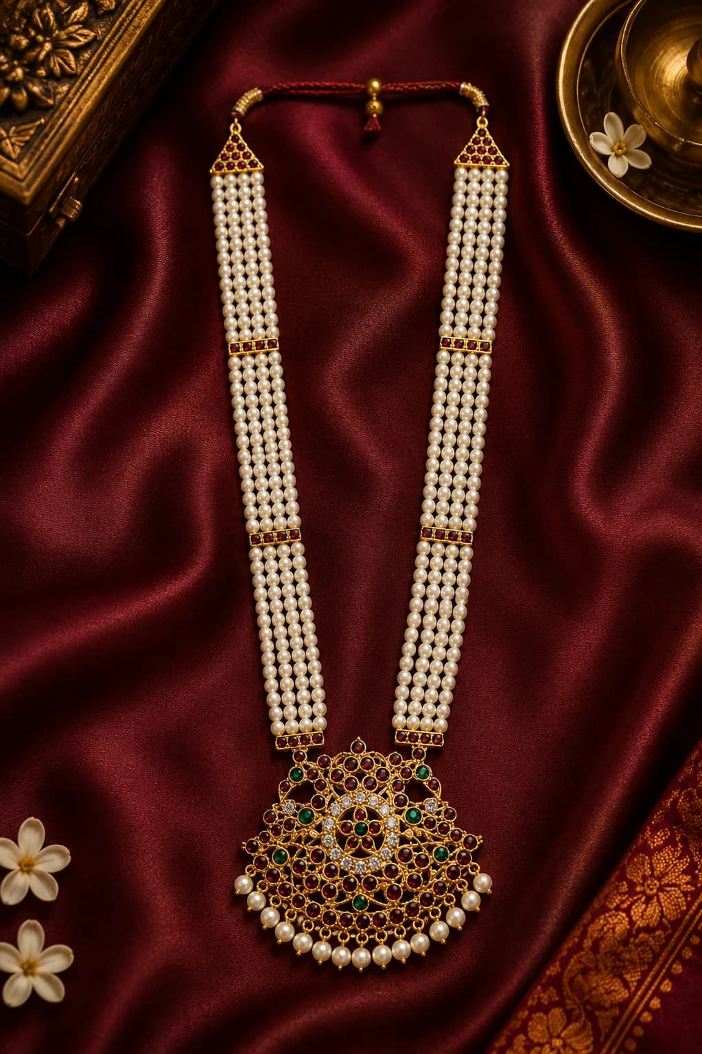 Pearl Haram Pathakam Pendent | Muthu Malai | Imitation Jewellery