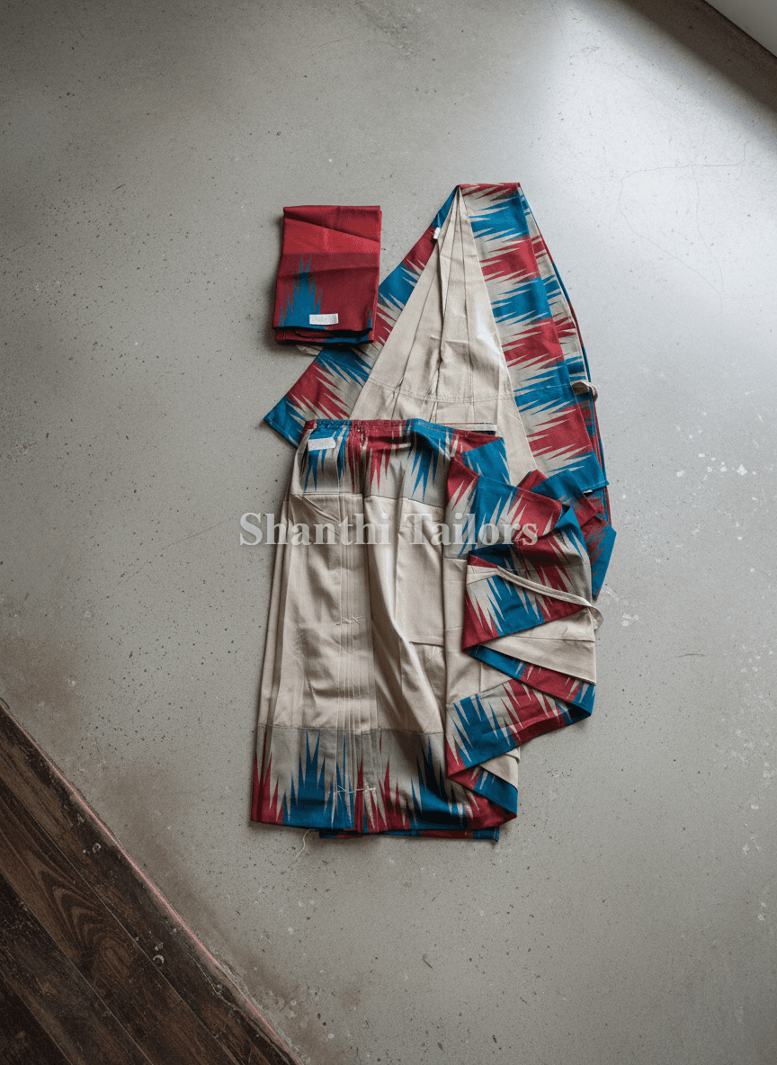 Grey & Maroon Semi Silk Practice Saree - Readymade for Classical Indian Dance
