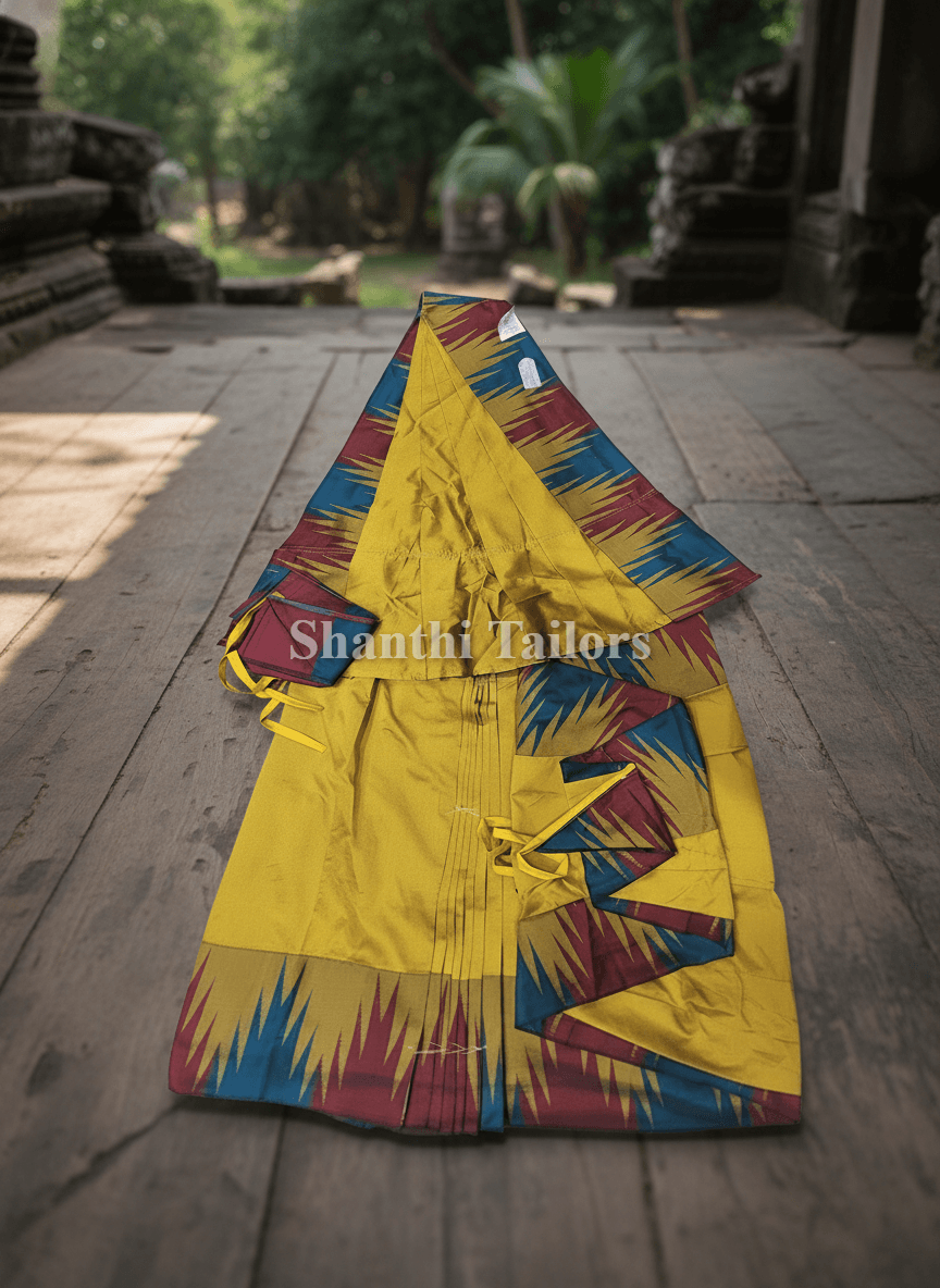 Mustard & Maroon Readymade Semi Silk Saree - Bharatnatyam Kuchipudi Practice Wear