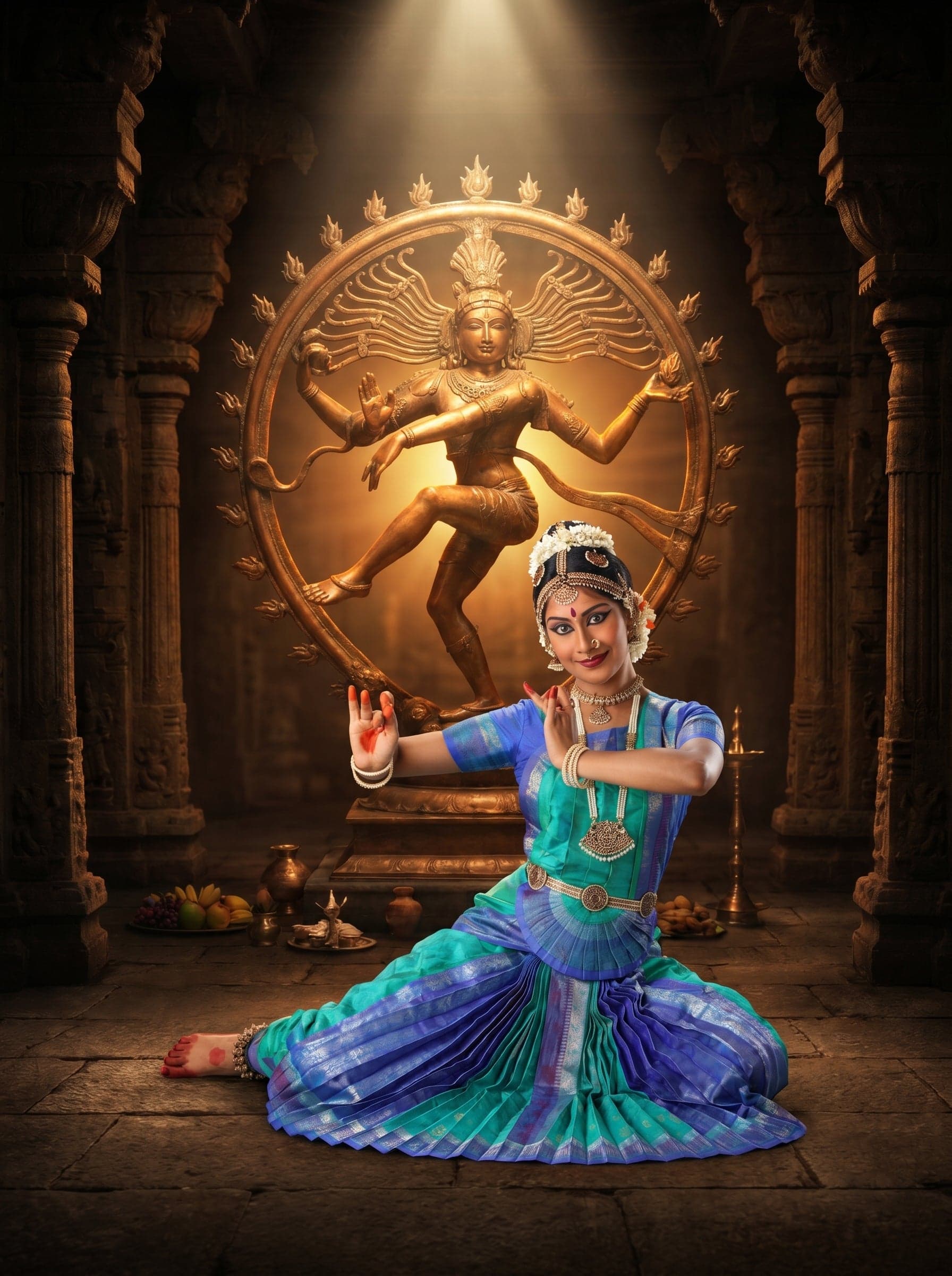 Dwaraka style Bharatnatyam dress from Shanthi Tailors, authentic silk fan close-up. shanthi tailors mylapore