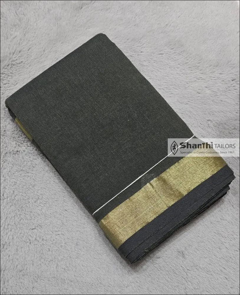 Grey cotton practice saree with gold zari border, bharatanatyam practice saree.