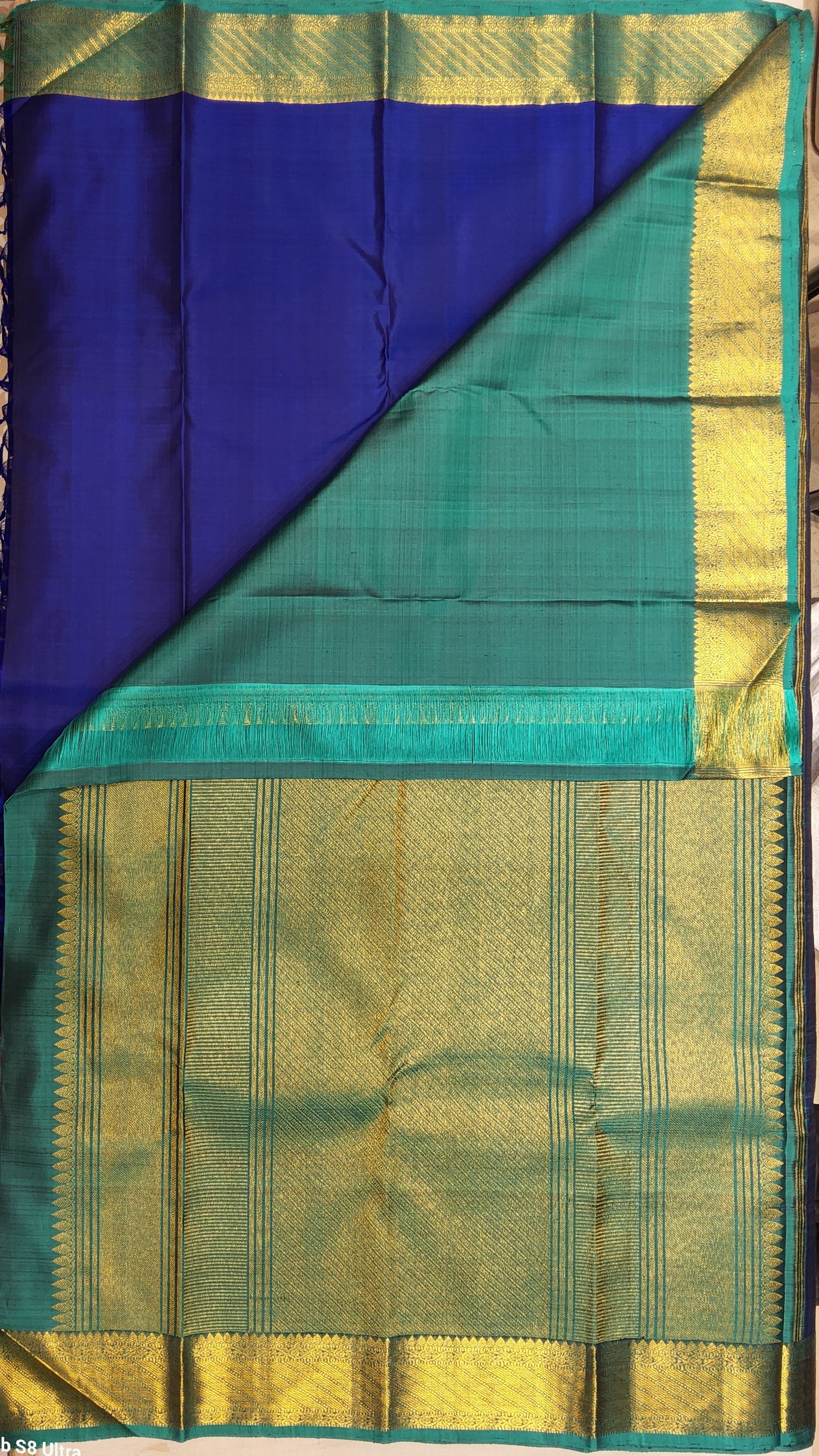 Bharatanatyam Arangetram Kanchipuram Silk Saree - Royal Blue Gold