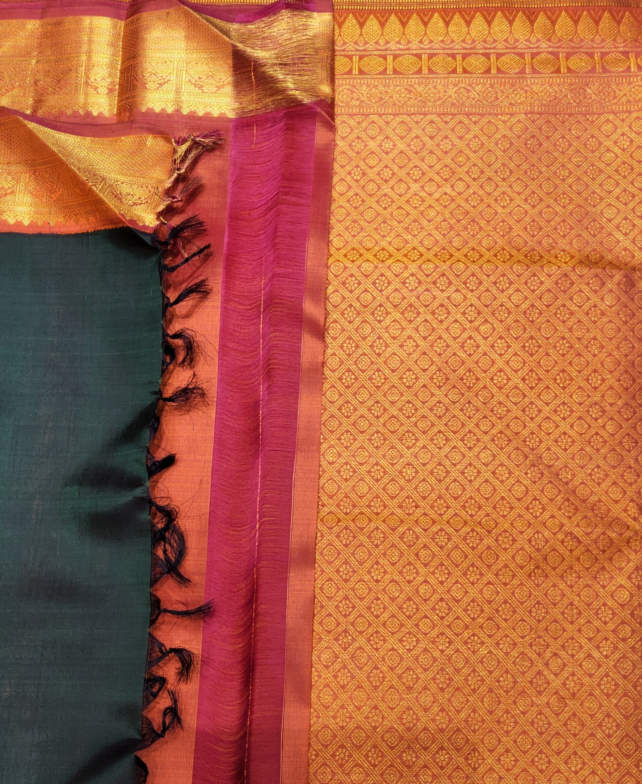Bharatanatyam Arangetram Kanchipuram Silk Saree - Deep Green