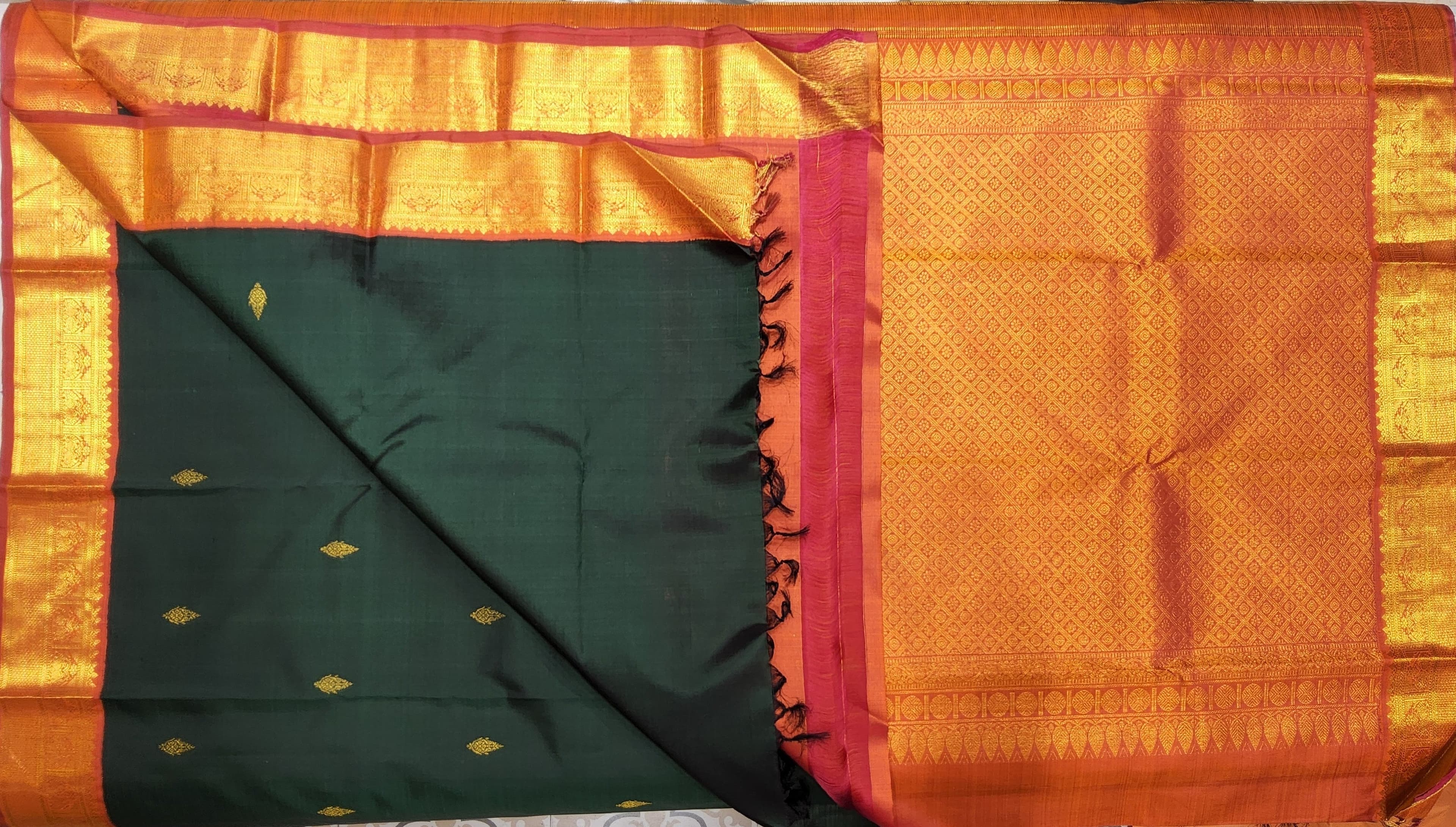 Bharatanatyam Arangetram Kanchipuram Silk Saree - Deep Green