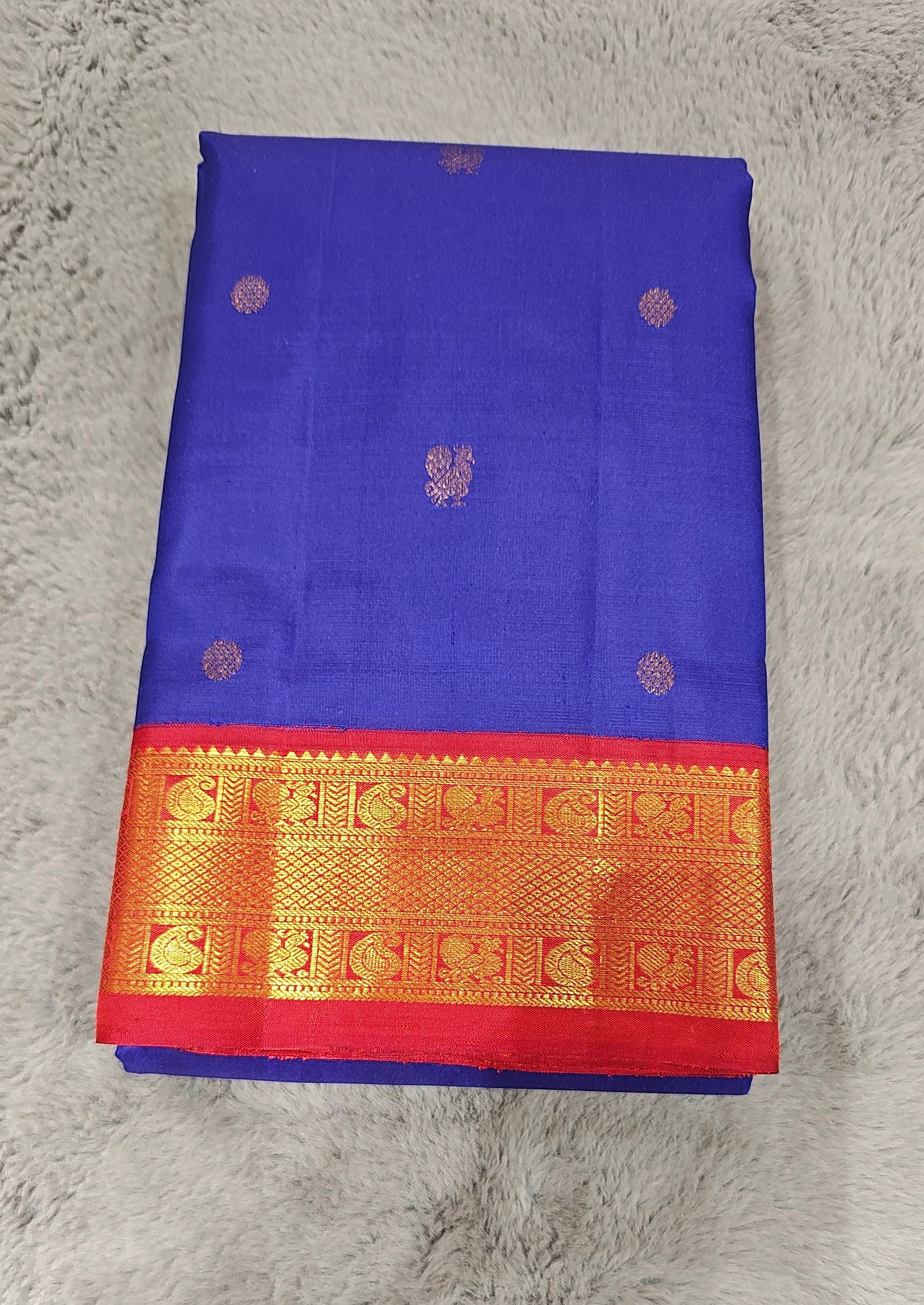 Ink Blue with Red | Kanchipuram Saree  | Bharathanatyam & Arangetram