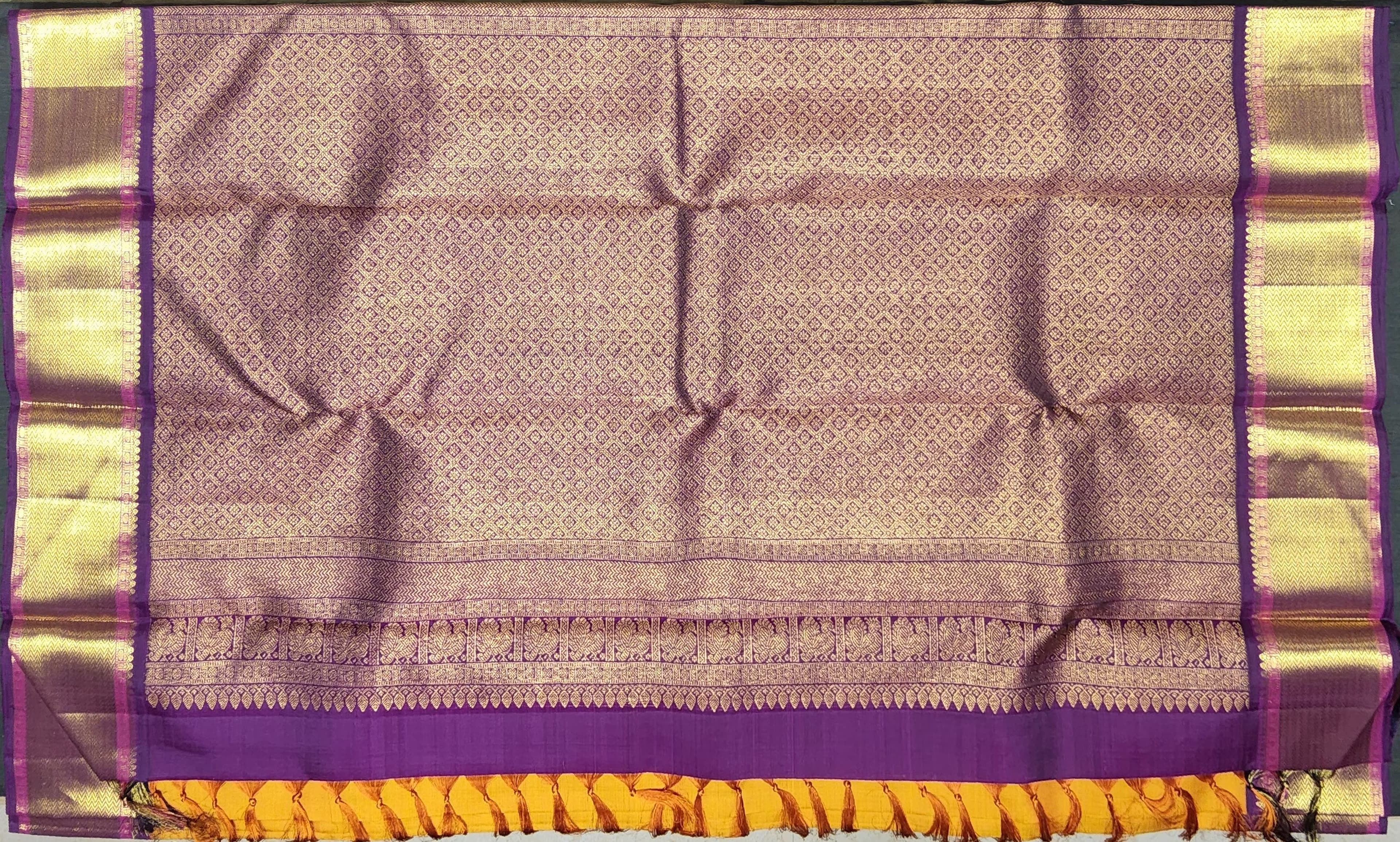 Arangetram Kanchipuram Silk Saree - Violet Gold Zari Handloom