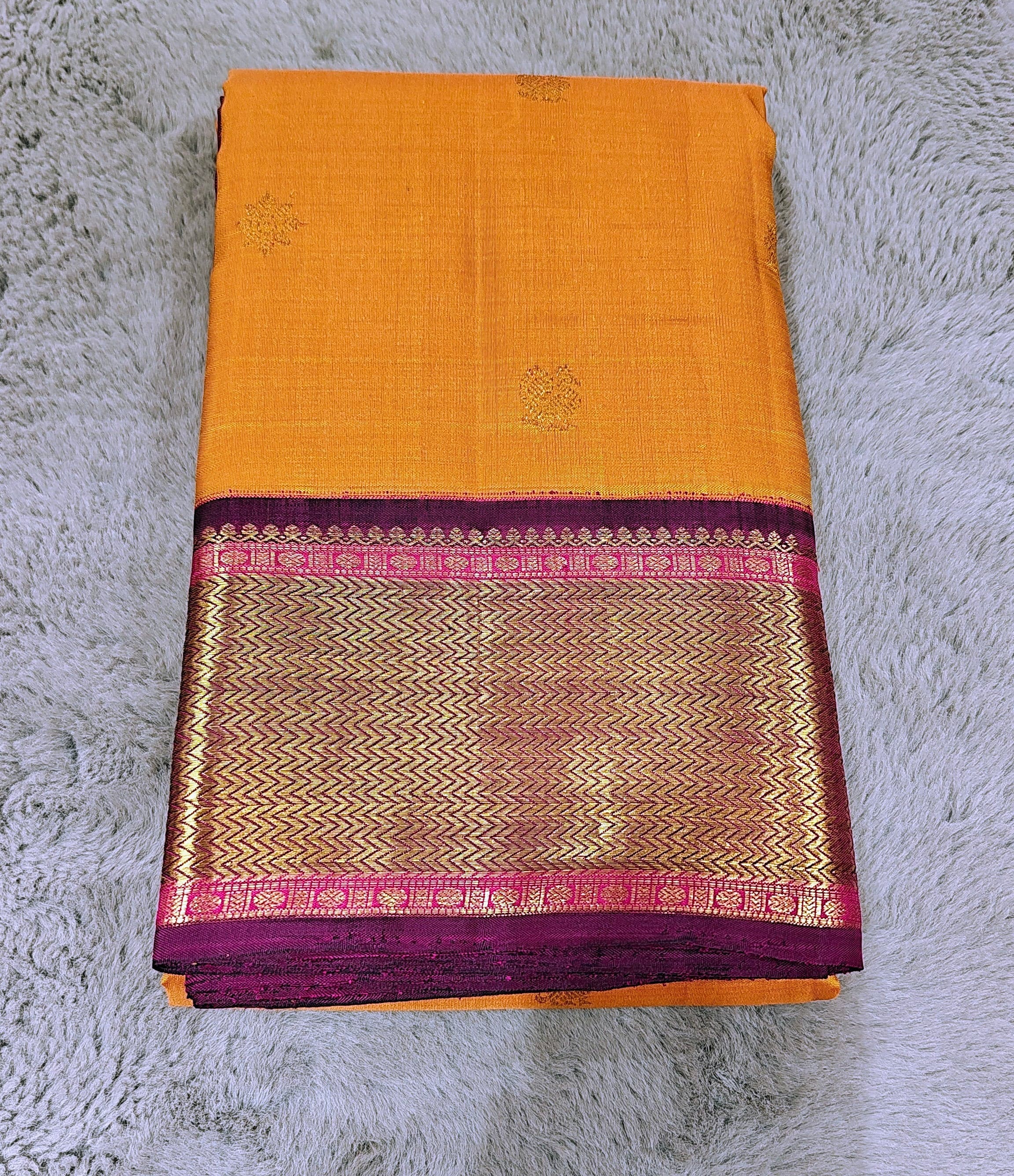 Mango Yellow with Purple | Kanchipuram Silk Saree | Bharathanatyam & Arangetram