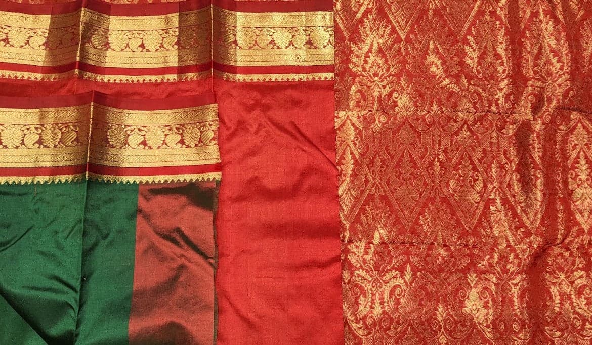 Bharatanatyam Dharmavaram Silk Saree - Green with Red Border