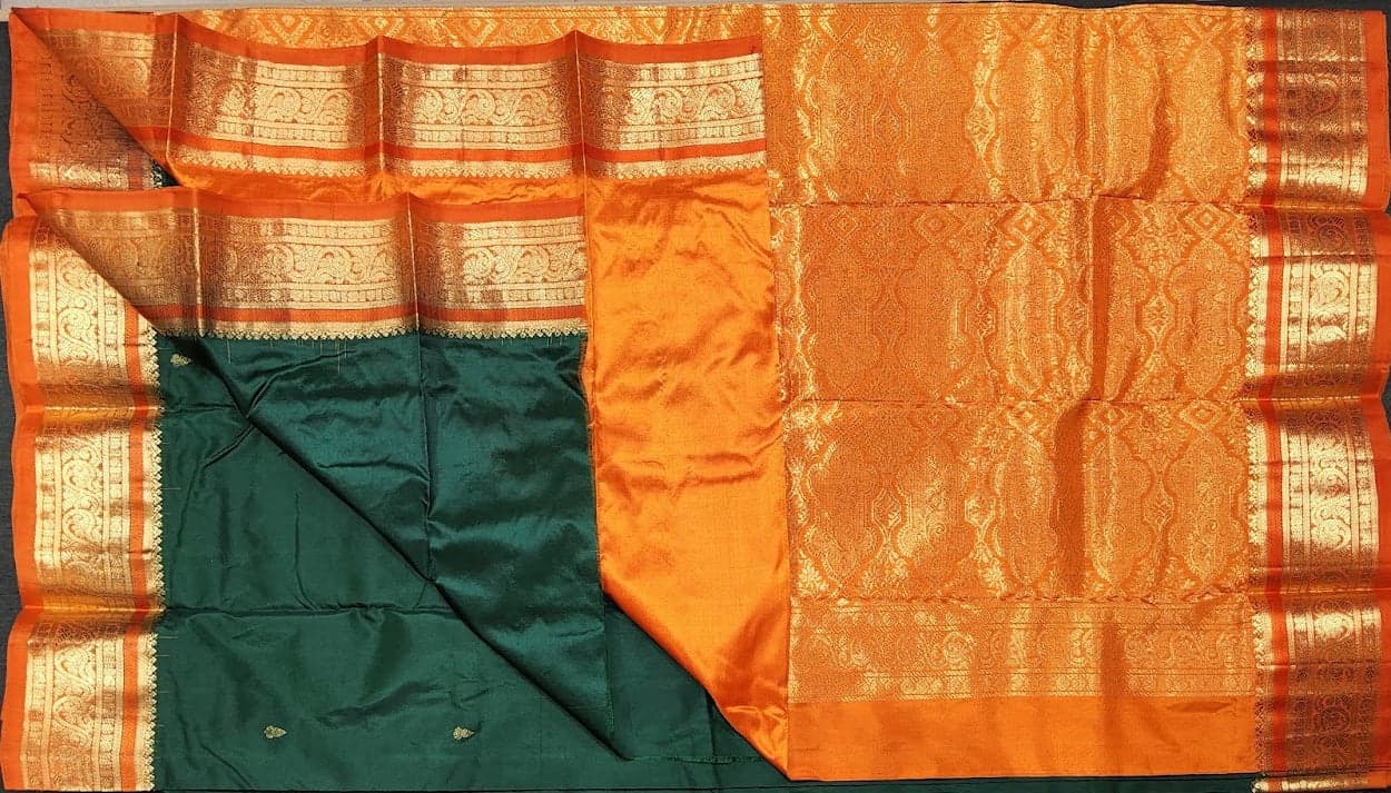 Dharmavaram Silk Saree: Forest Green for Bharatanatyam Dance