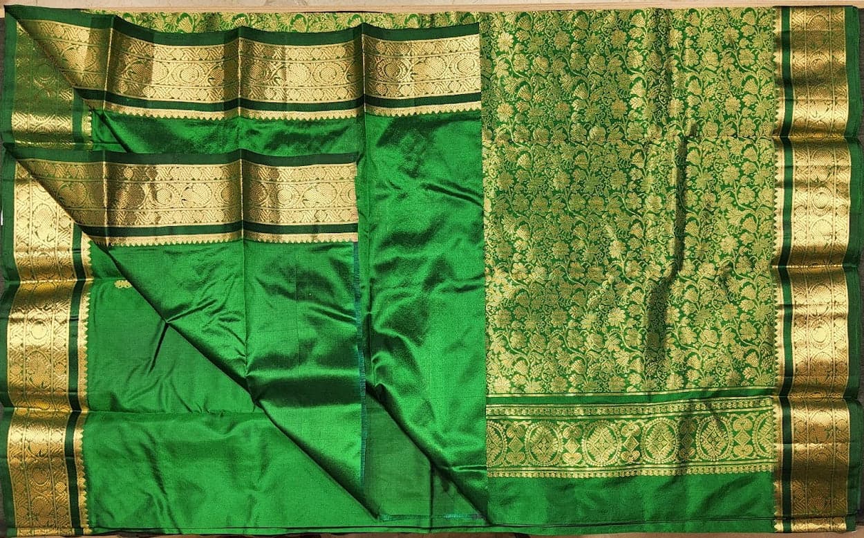 Emerald Green Dharmavaram Silk Saree | Bharatanatyam Costume
