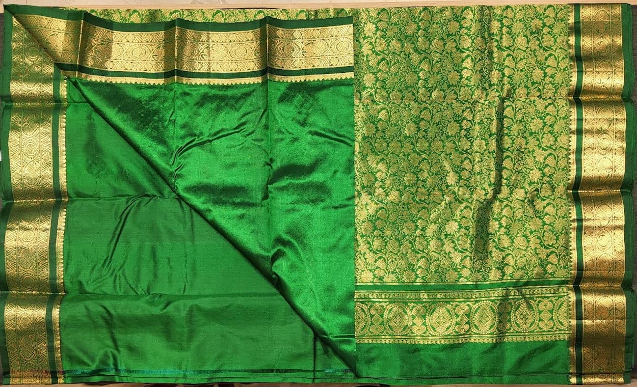 Emerald Green Dharmavaram Silk Saree | Bharatanatyam Costume