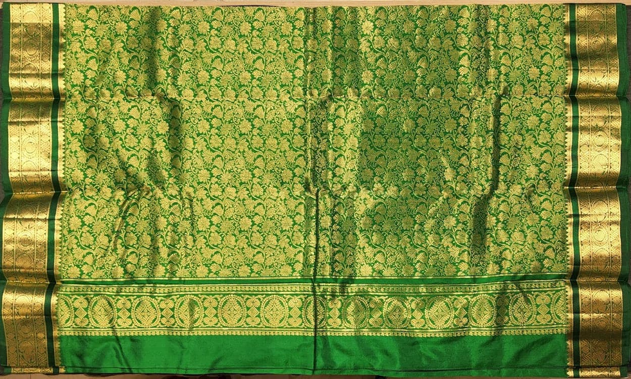 Emerald Green Dharmavaram Silk Saree | Bharatanatyam Costume