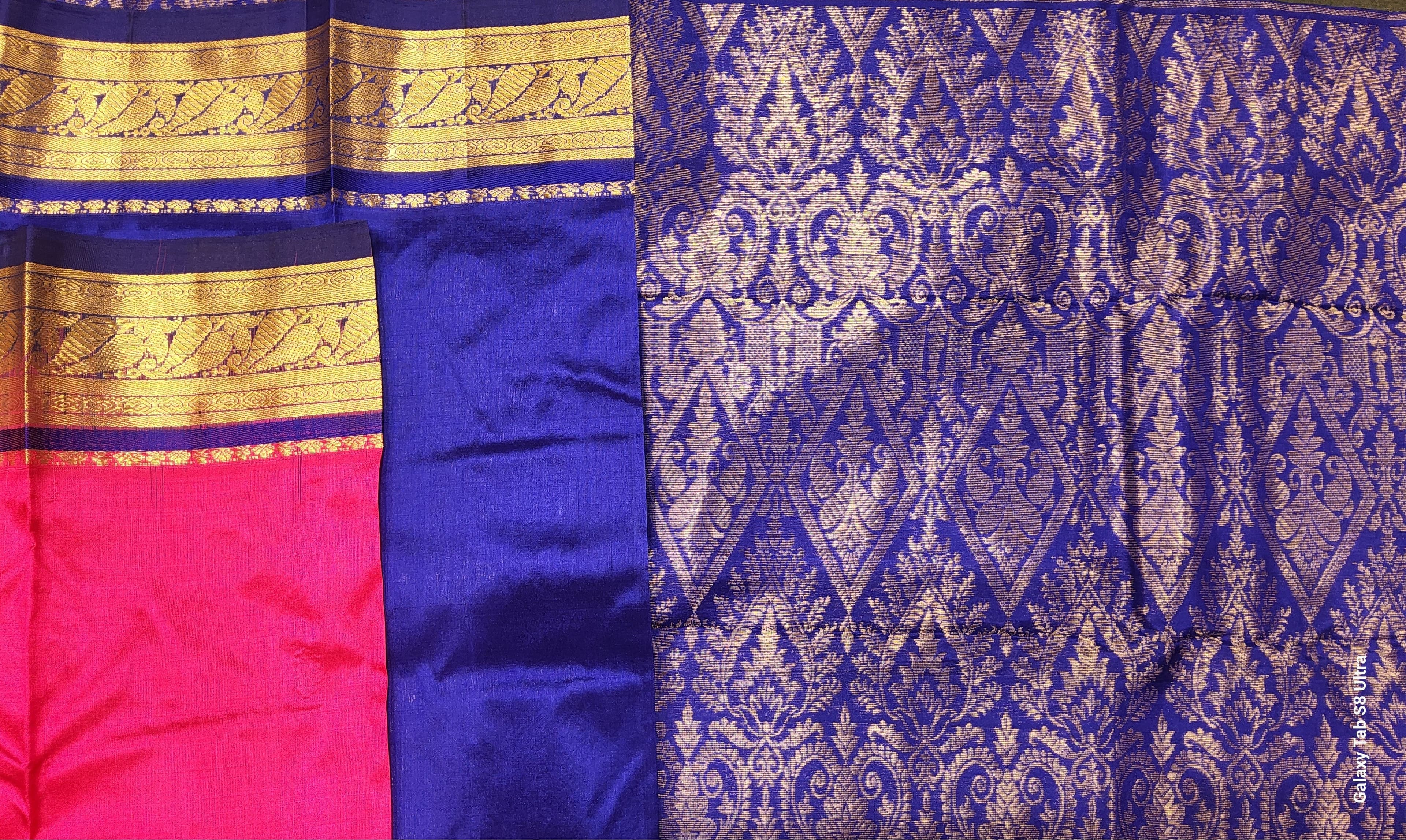 Authentic silk Dharmavaram saree: Pink and Purple. Perfect dharmavaram sarees for dance.