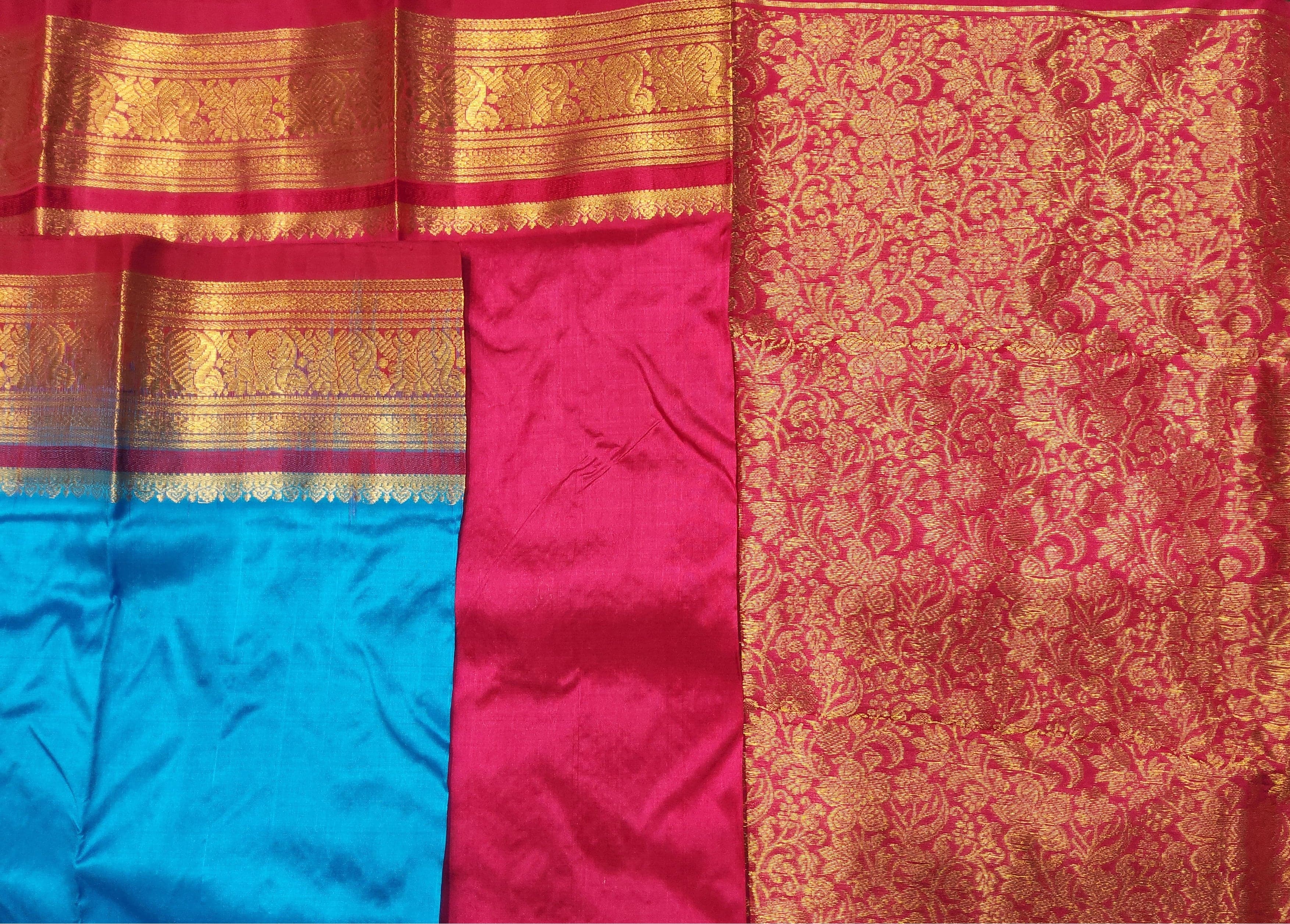 Dharmavaram Silk Saree for Bharatanatyam - Blue with Pink Zari