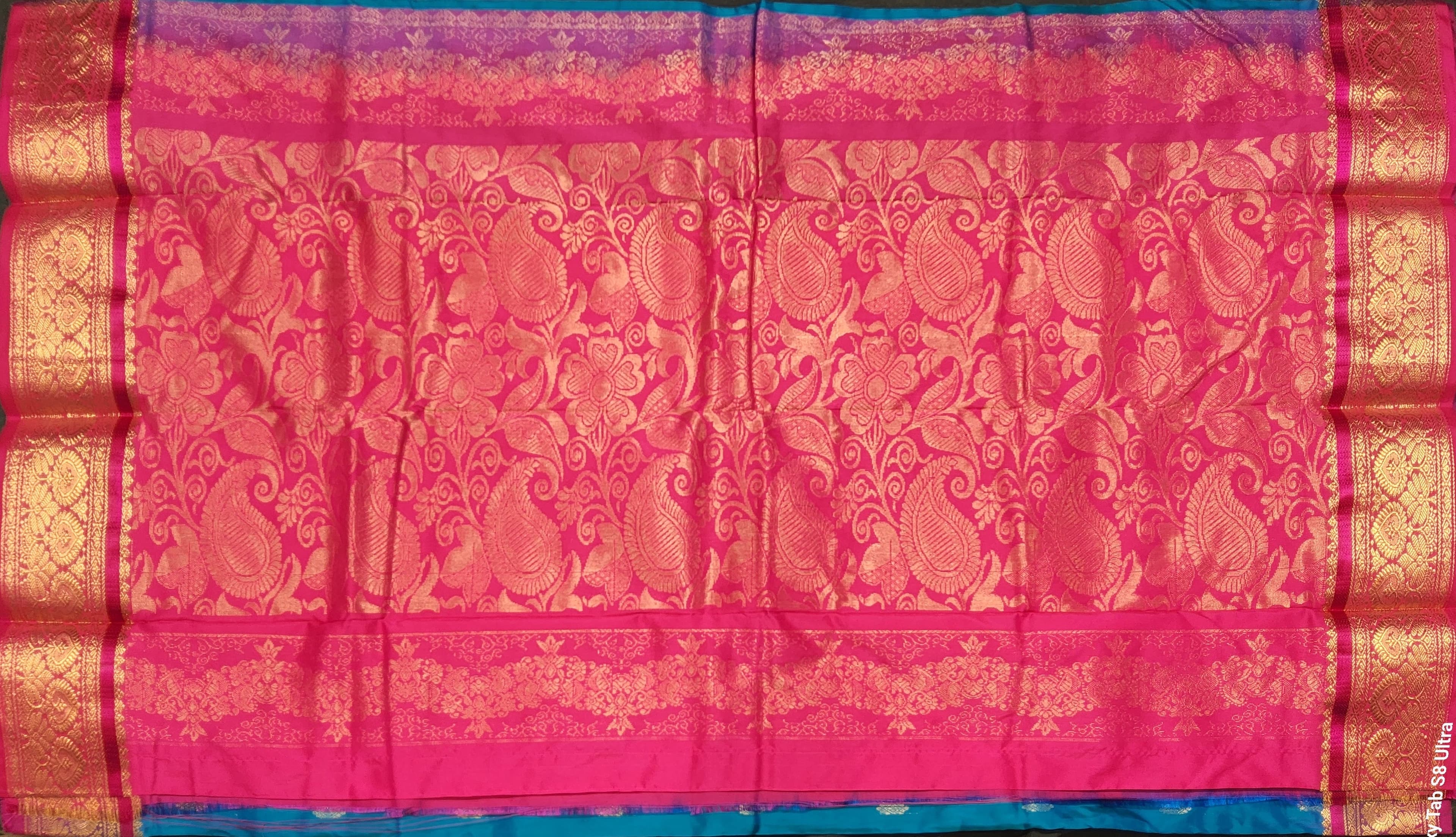 Bharatanatyam Dharmavaram Silk Saree - Peacock Blue & Pink