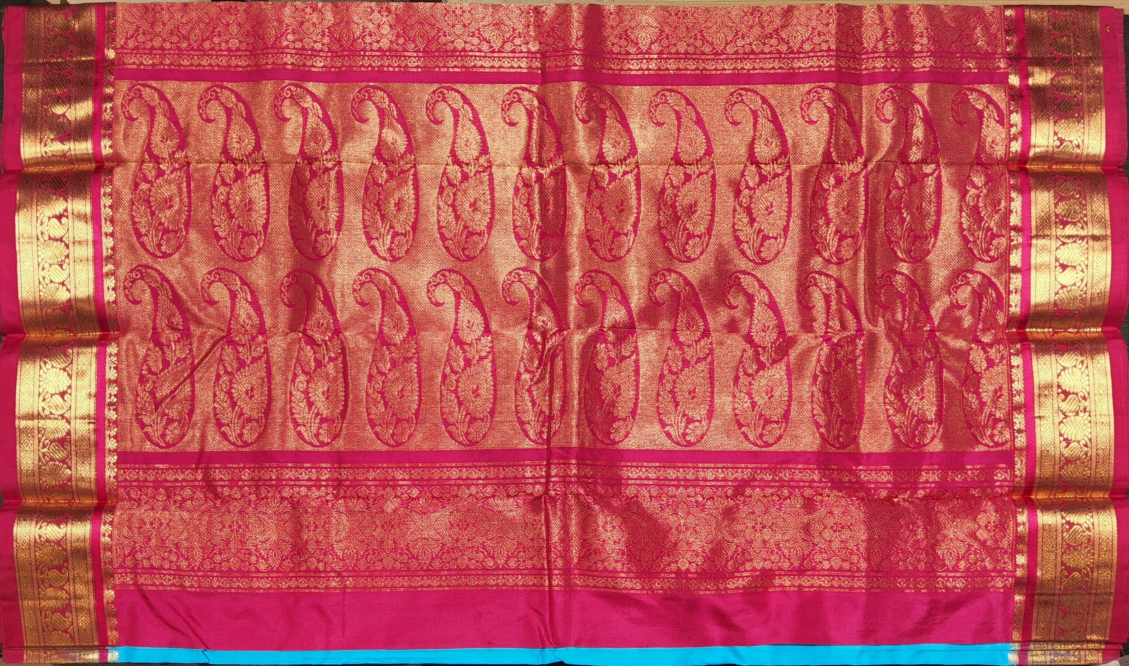 Bharatanatyam Dress Dharmavaram Silk Saree - Sky Blue & Pink