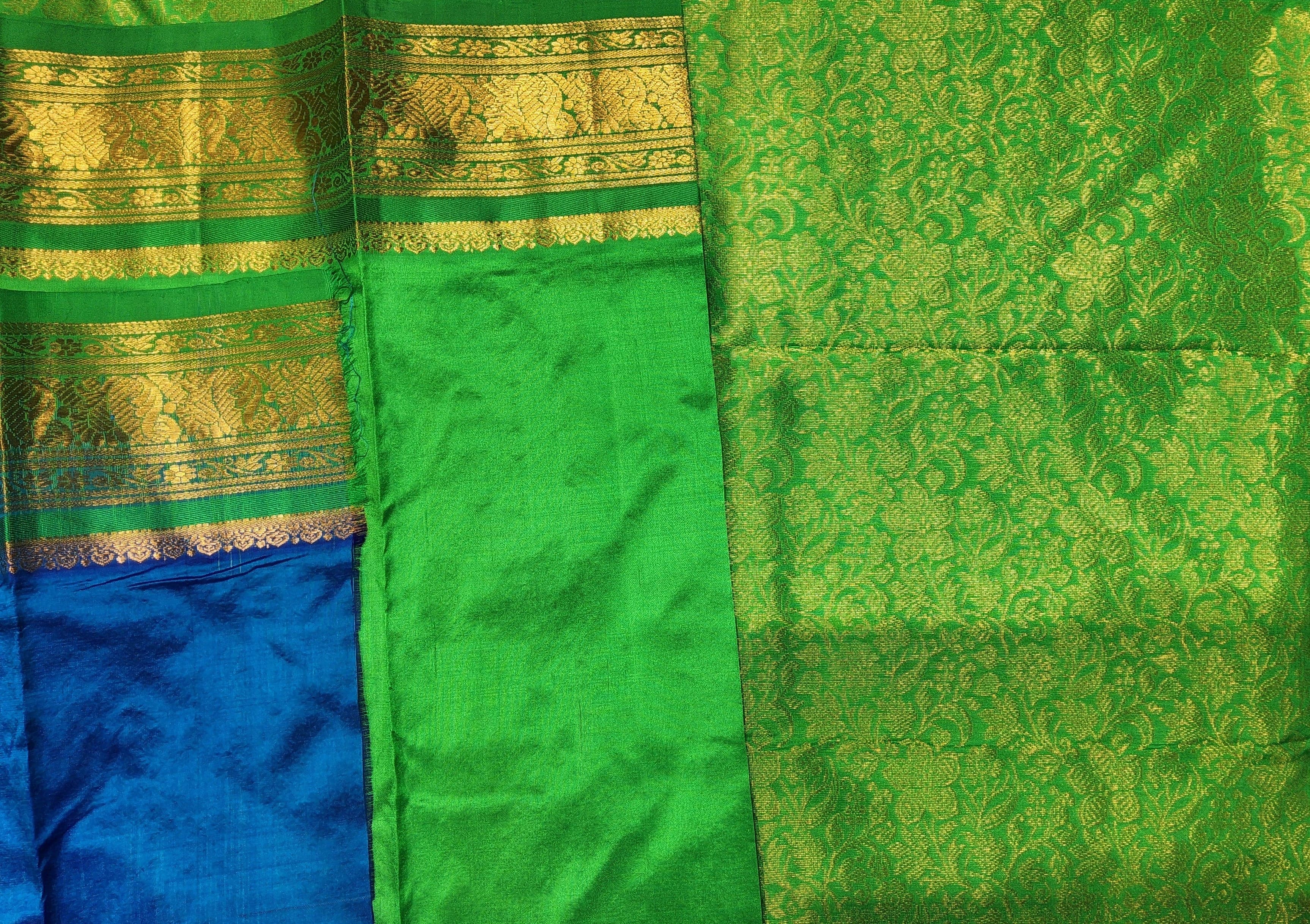 Dharmavaram Silk Saree: Ramar Blue & Green for Bharatanatyam Dance