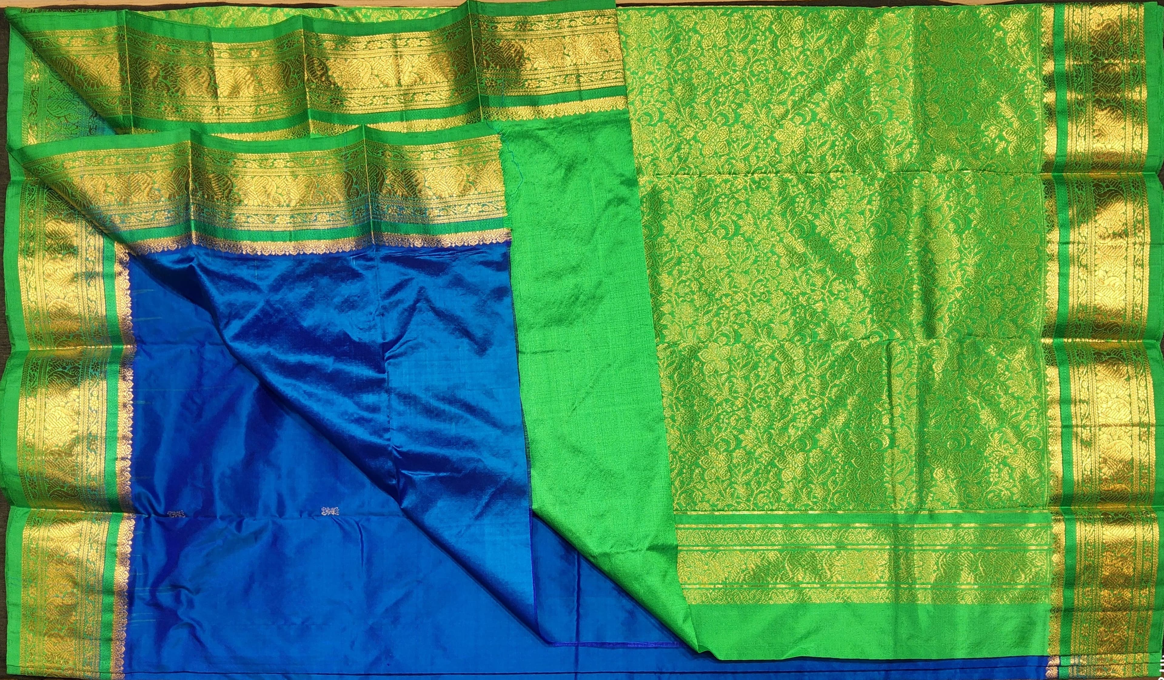 Dharmavaram Silk Saree: Ramar Blue & Green for Bharatanatyam Dance