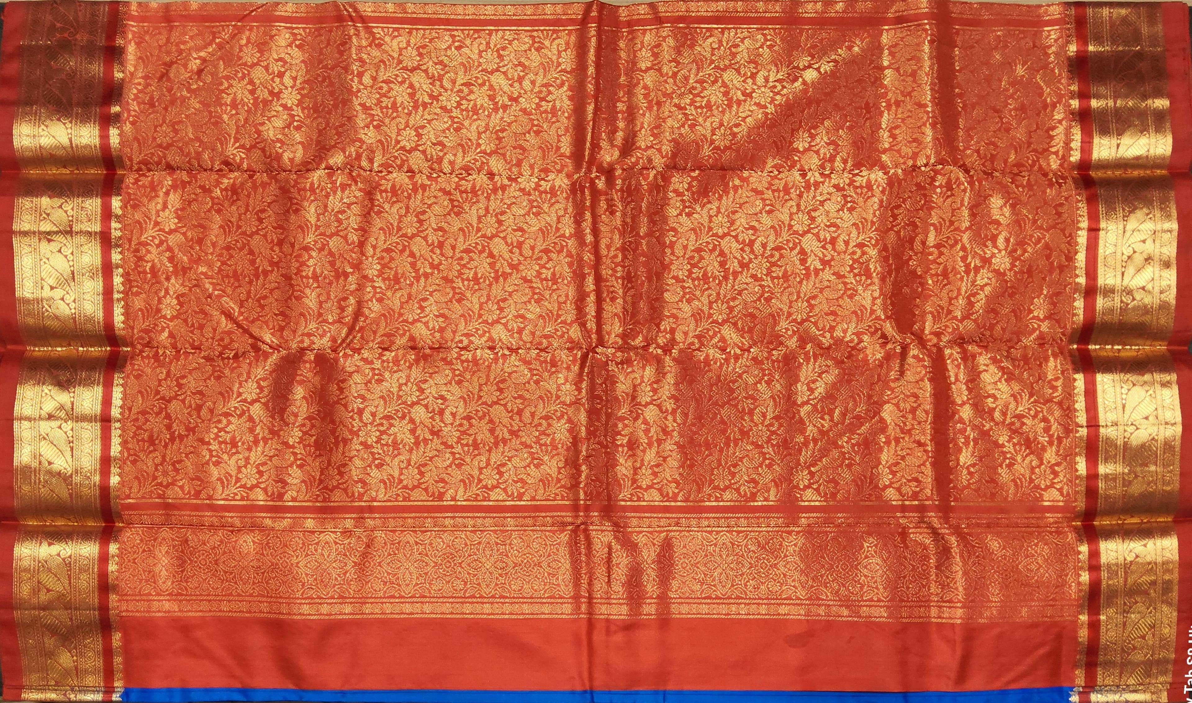 Bharatanatyam Dharmavaram Silk Saree - Royal Blue & Red Zari