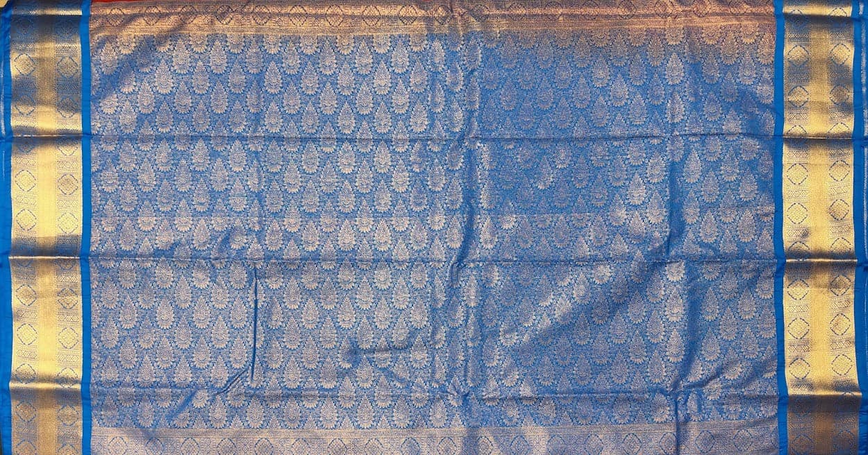 Bharatanatyam Saree Red & Blue | Arangetram Silk Dance Costume