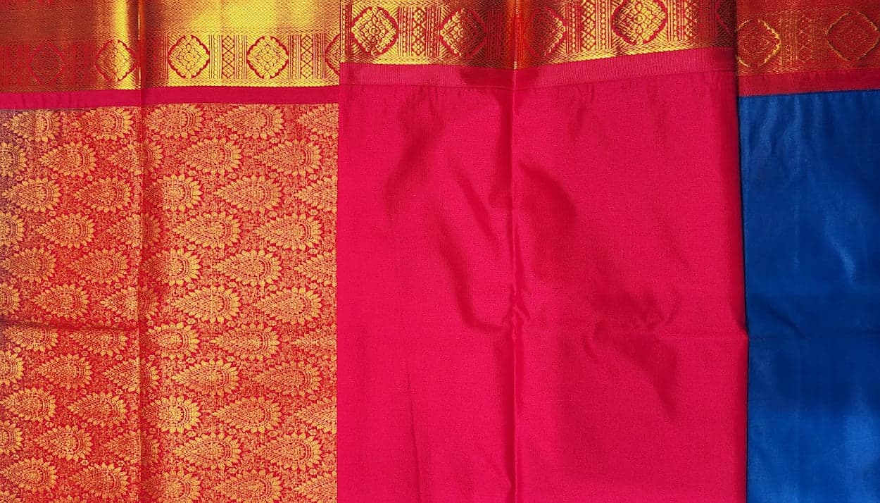 Bharatanatyam Dress Saree | Royal Blue Margam with Pink Zari Border
