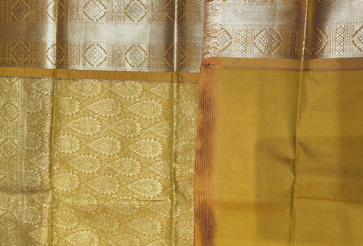 Bharatanatyam Margam Saree - Maroon & Mustard Gold Silk