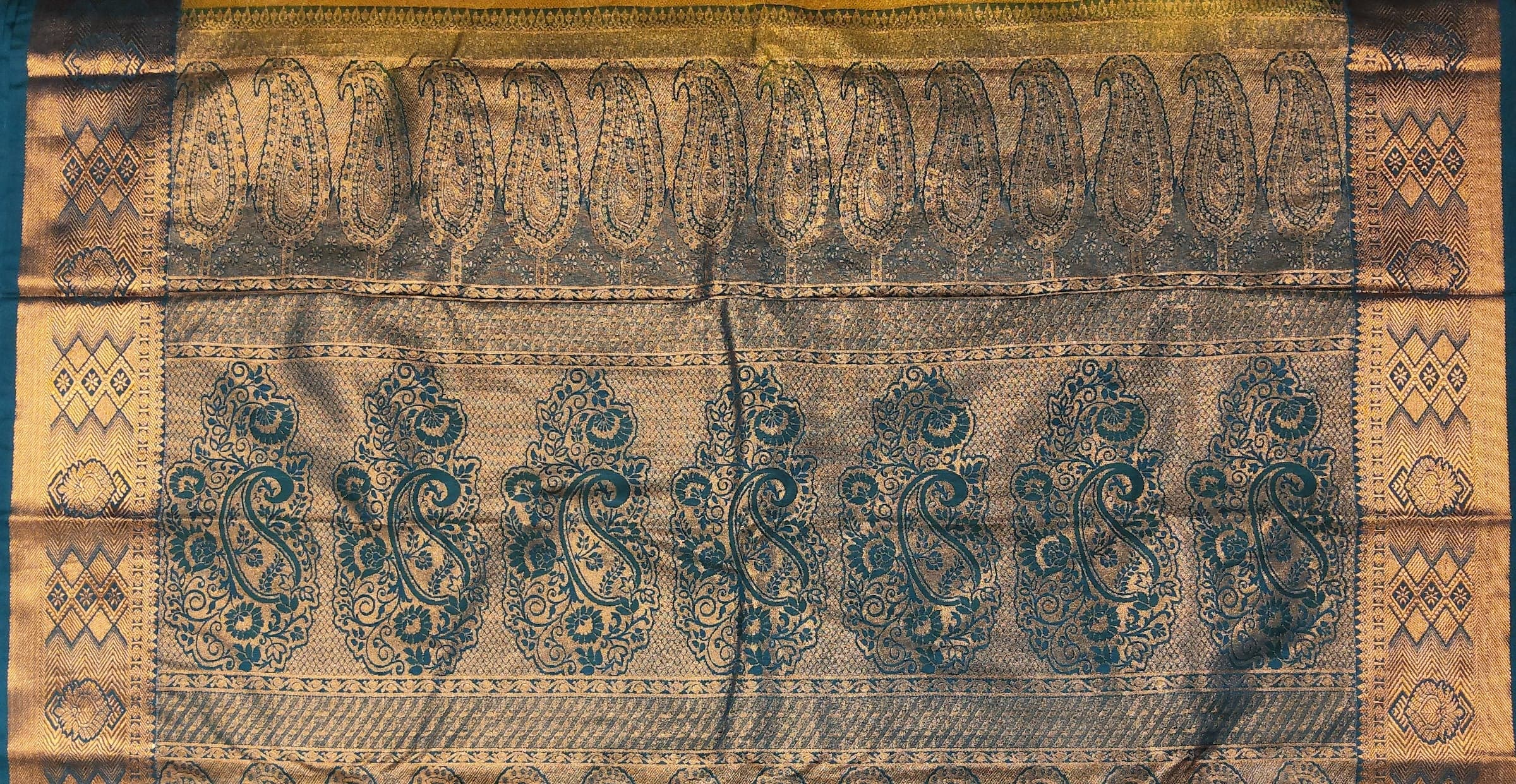 Mustard Margam saree full view, Dharmavaram sarees, ideal dance practice saree