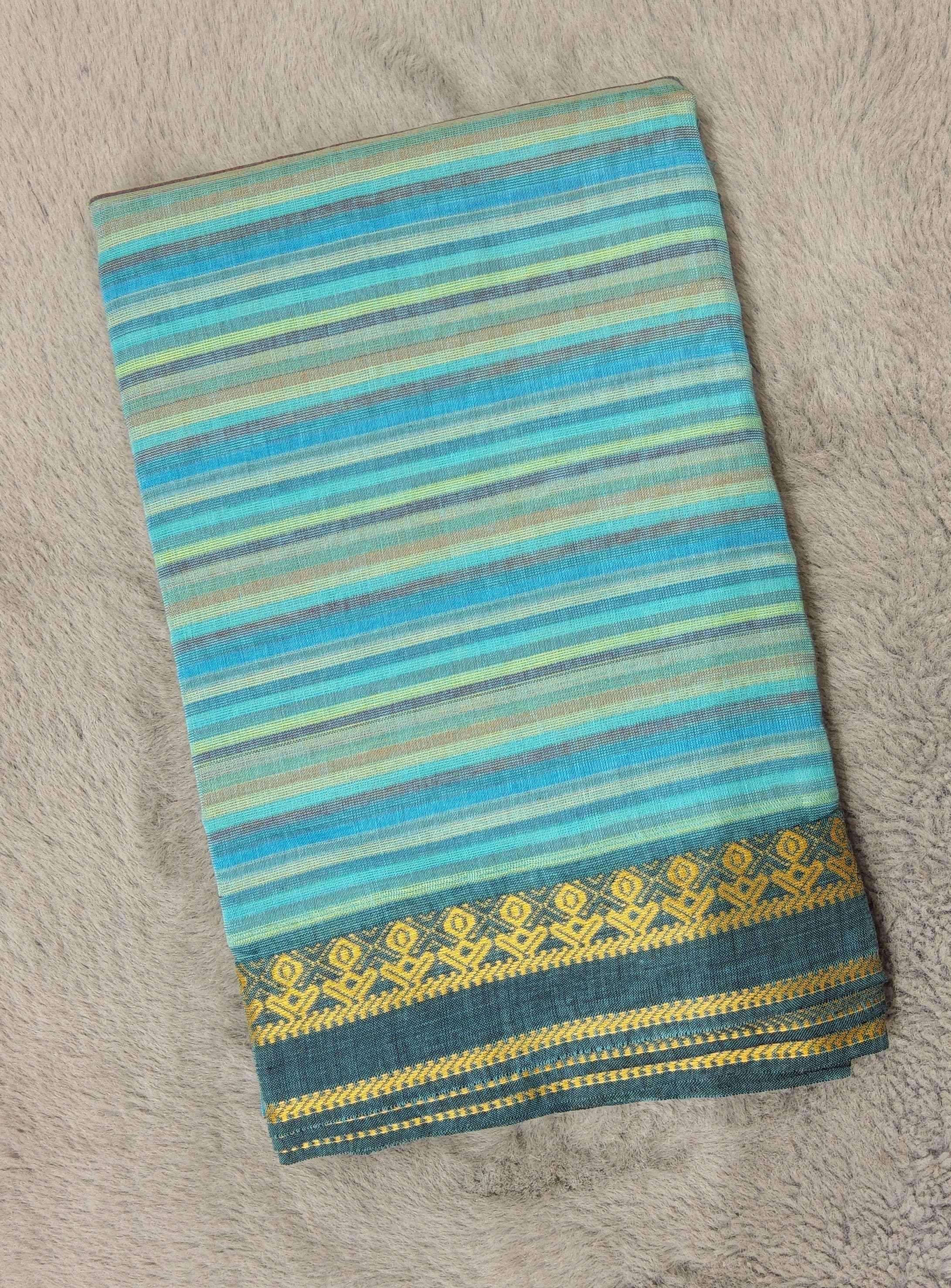 Bharatanatyam Practice Saree: Vibrant Cotton Stripes with Zari Border