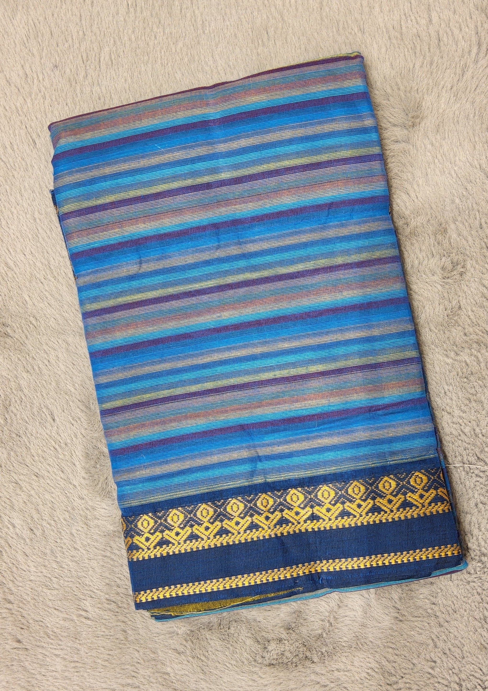 Bharatanatyam Practice Saree: Vibrant Cotton Stripes with Zari Border