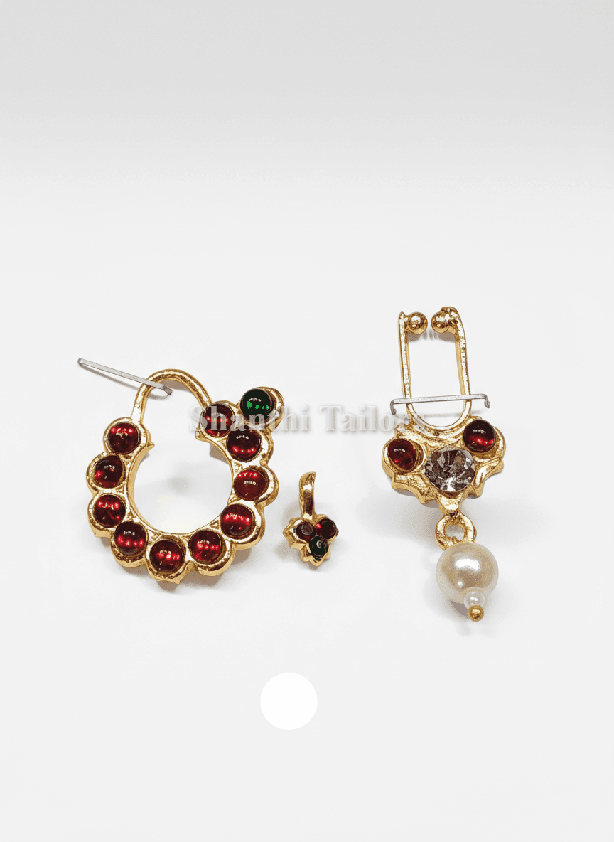 Bharatanatyam Nathu Bulak Jewellery Set - Classic Imitation