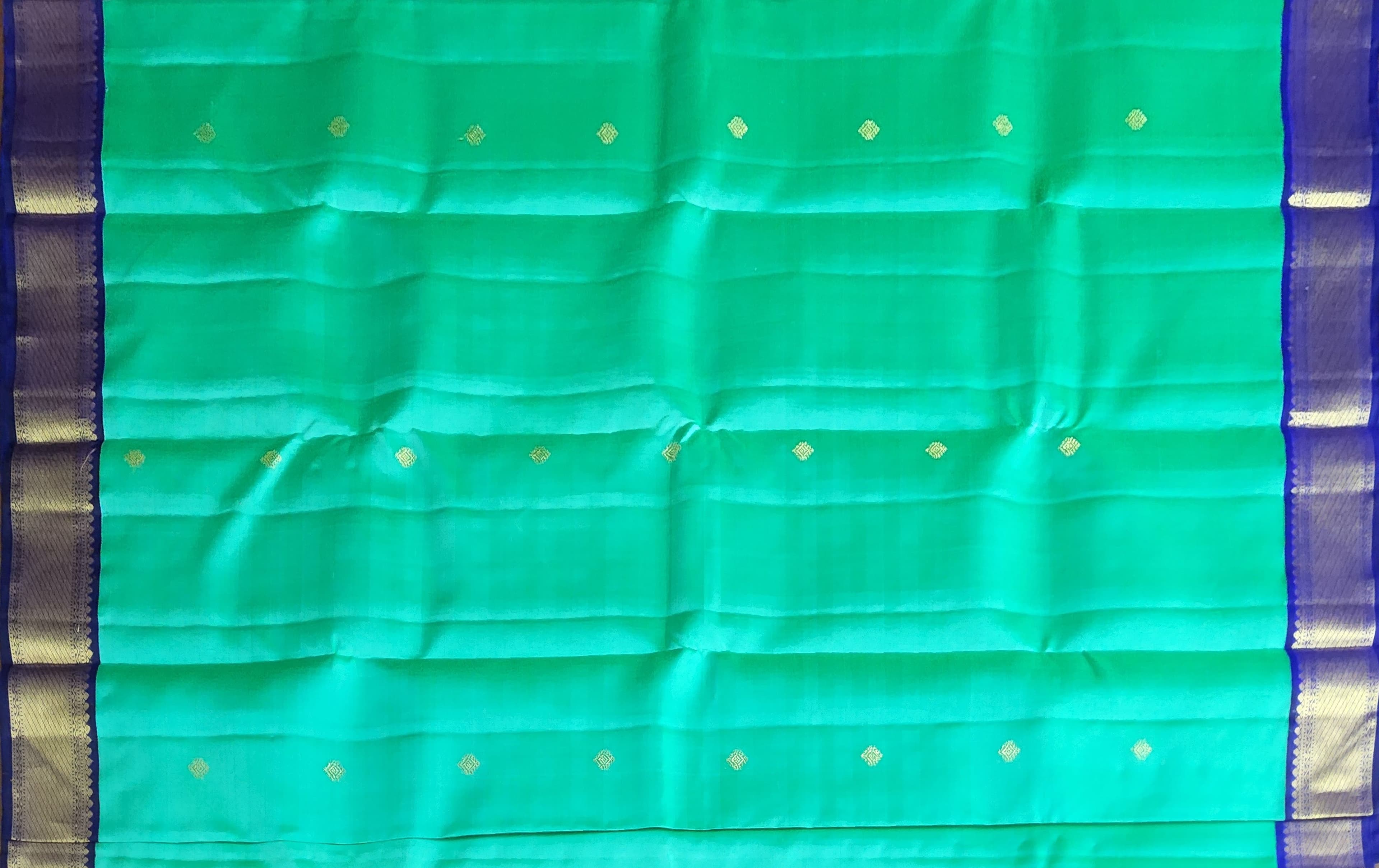 Bharatanatyam Arangetram Kanchipuram Silk Saree - Green & Blue