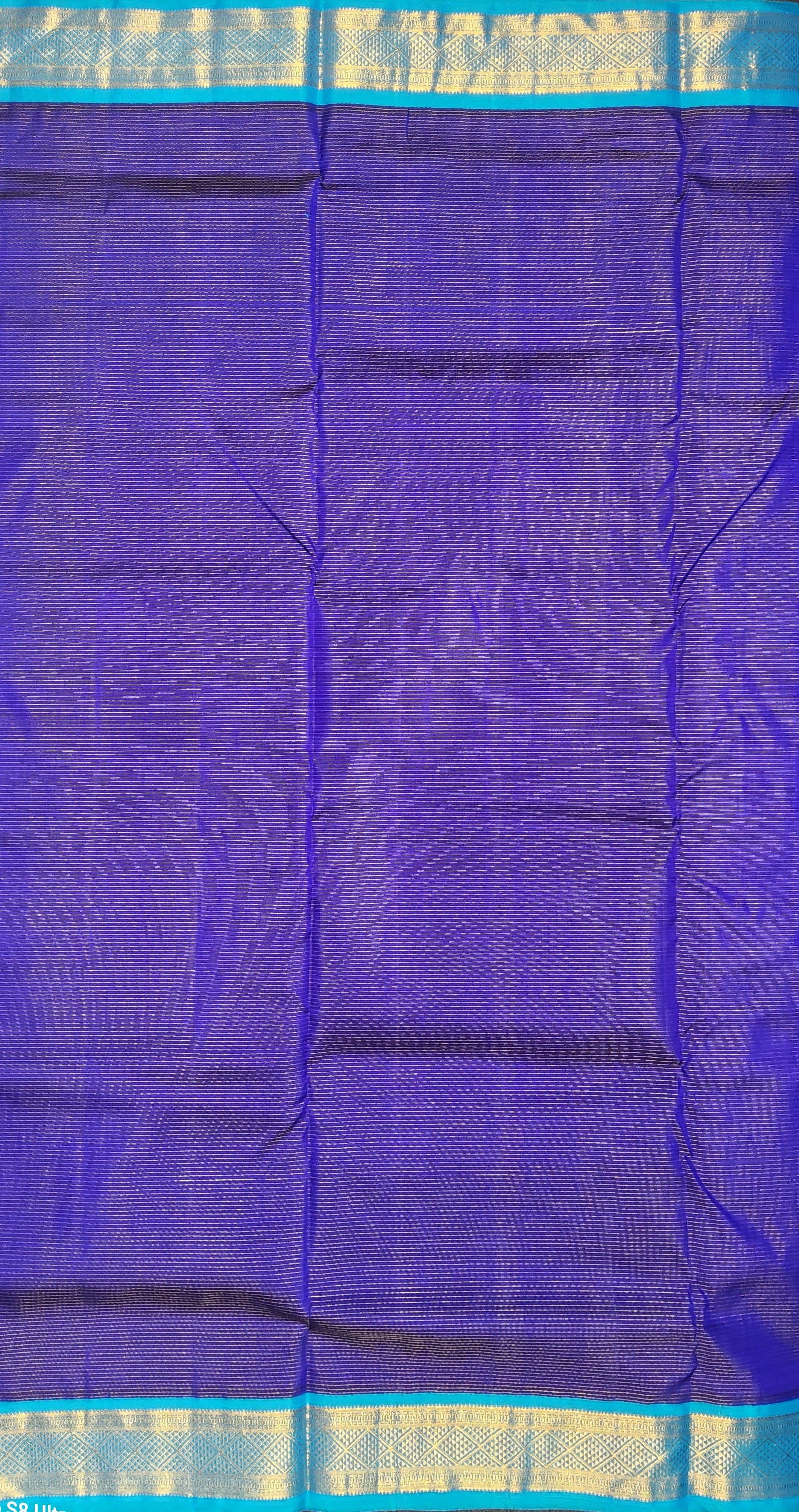 Bharatanatyam Kanchipuram Silk Saree - Deep Indigo & Sky Blue 9 Yards
