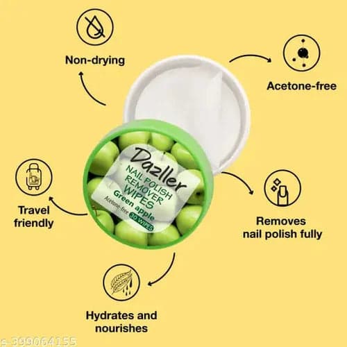 Dazeller Green Apple Nail Polish Remover Wipes for Dancers