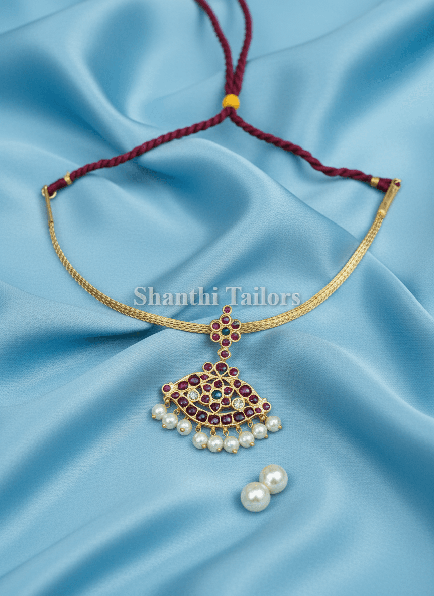 Bharatanatyam Temple Jewellery Choker with Kemp Stones