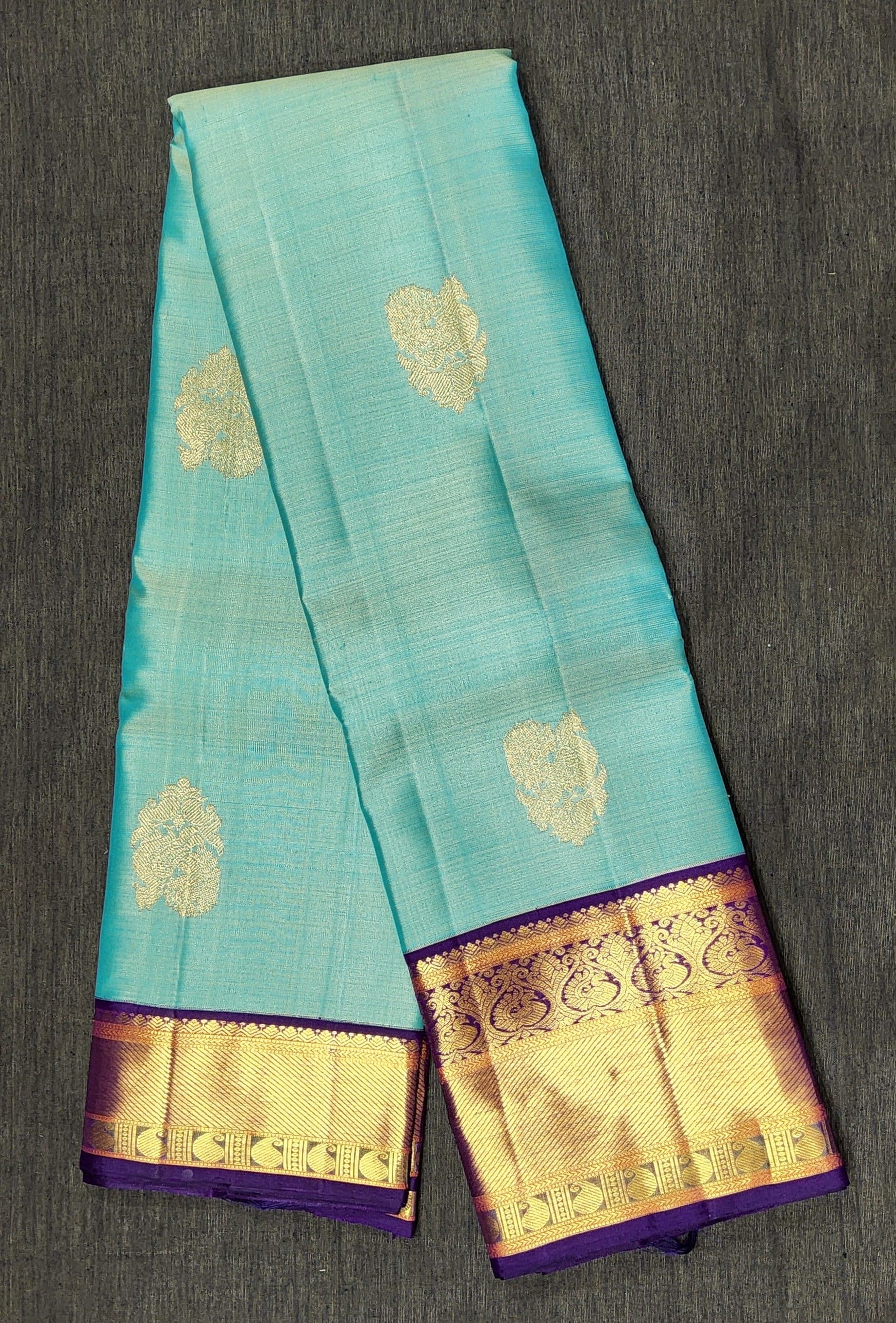Bharatanatyam Kanchipuram Silk Saree - Pista Green & Purple