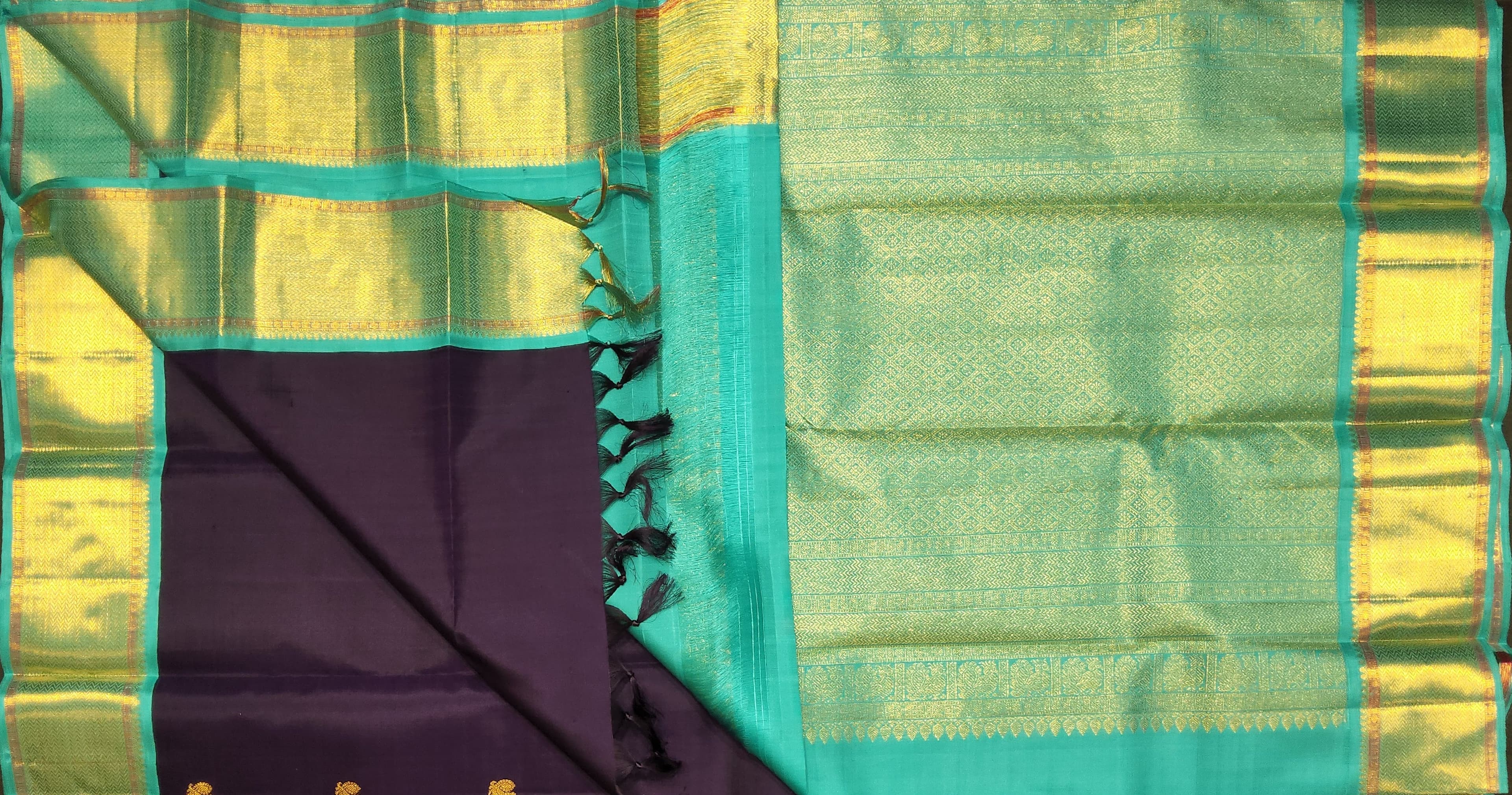 Bharatanatyam Kanchipuram Silk Saree - Pista Green & Purple