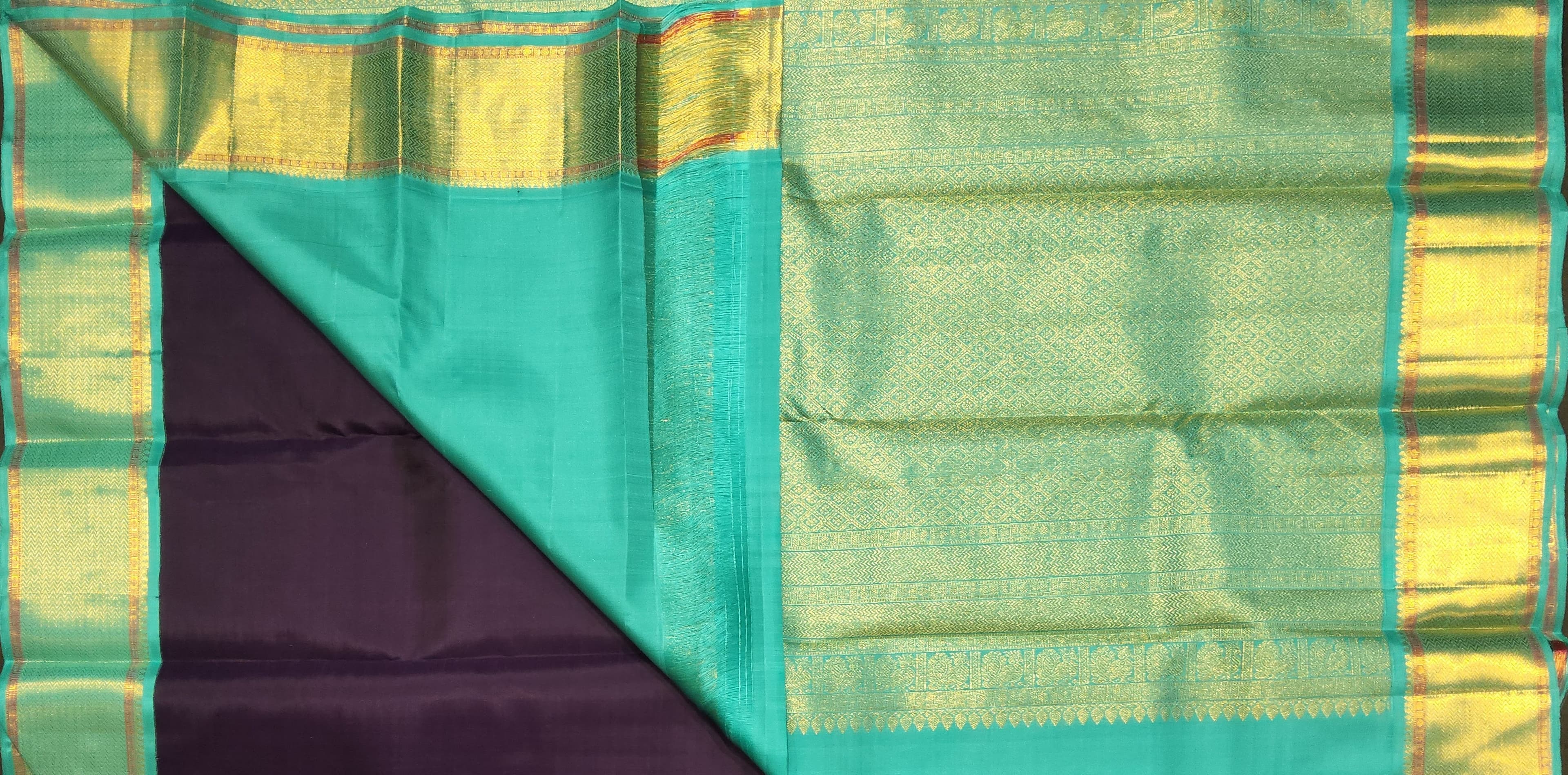 Bharatanatyam Kanchipuram Silk Saree | Purple & Teal Zari