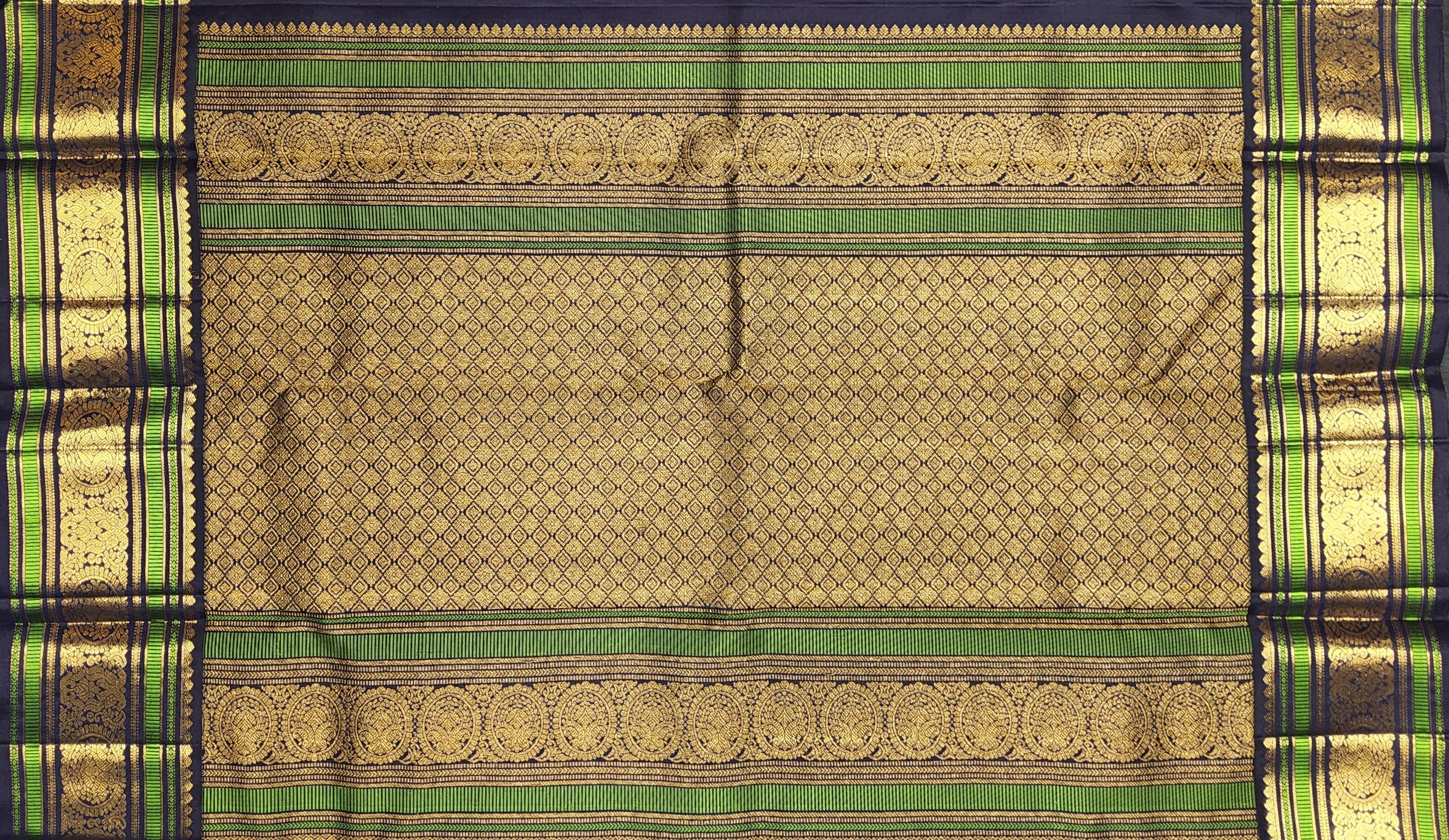 Bharatanatyam Arangetram Kanchipuram Silk Saree - Orange Navy