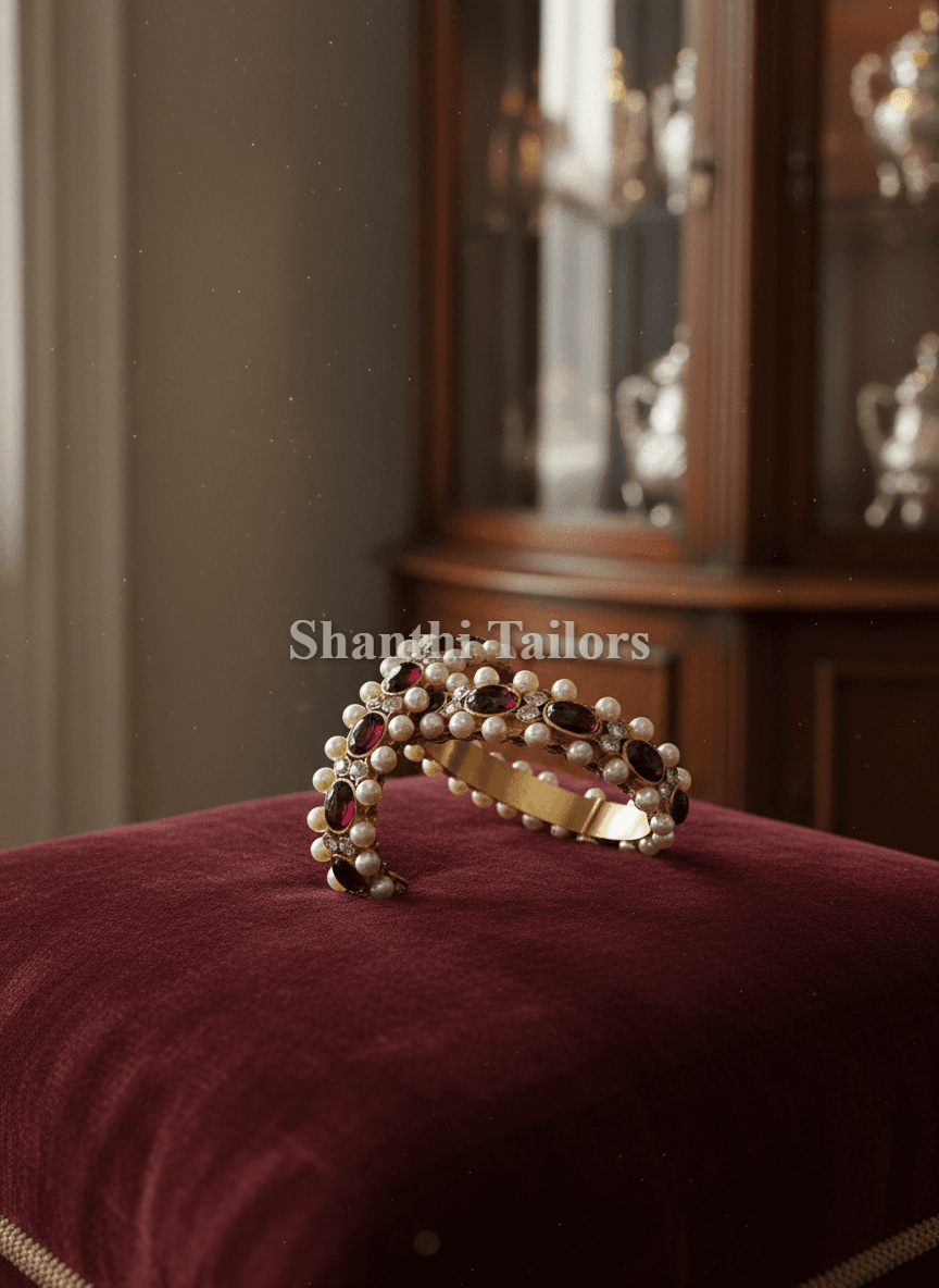 Oval Bangle with pearl | Screw Type | Original Temple Jewellery