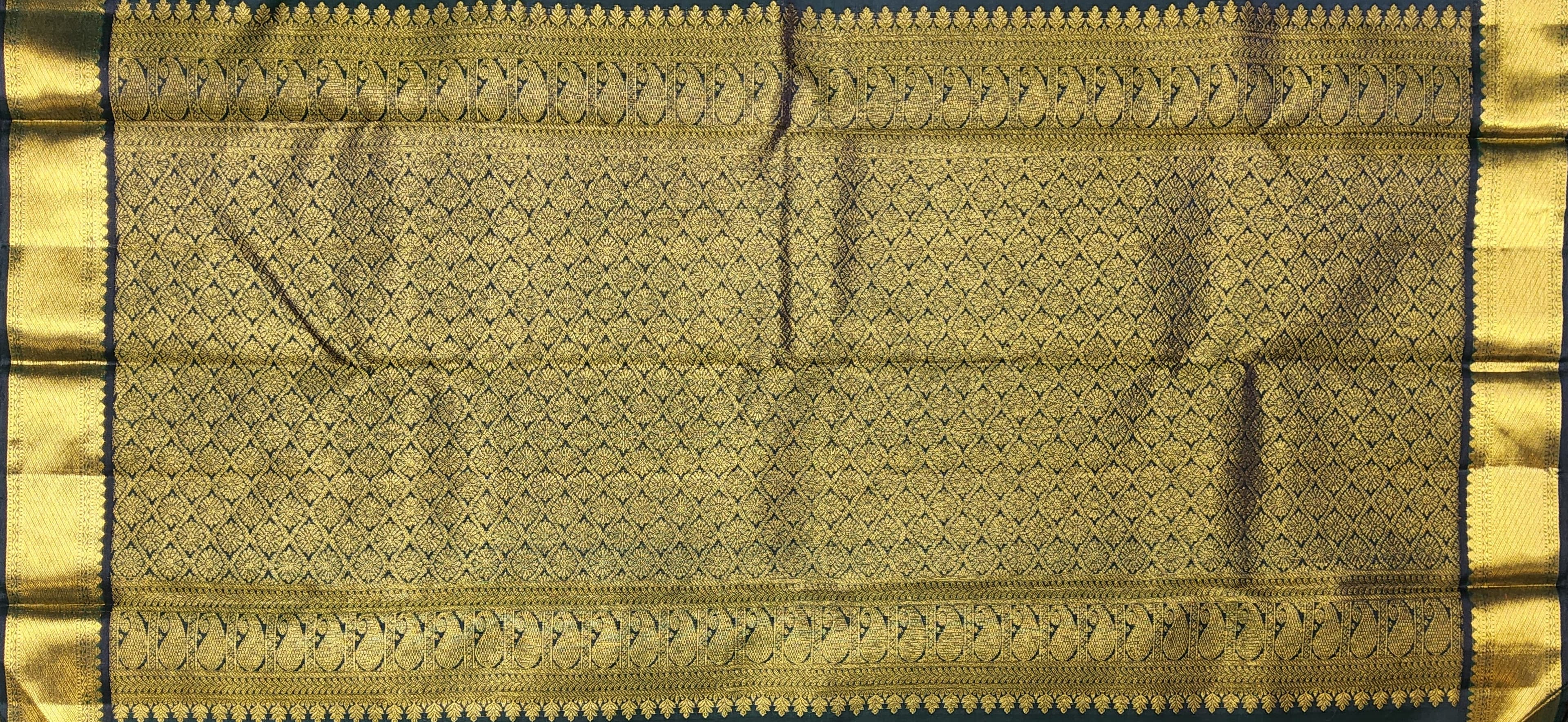 Bharatanatyam Kanchipuram Silk Saree - Deep Green Gold Zari