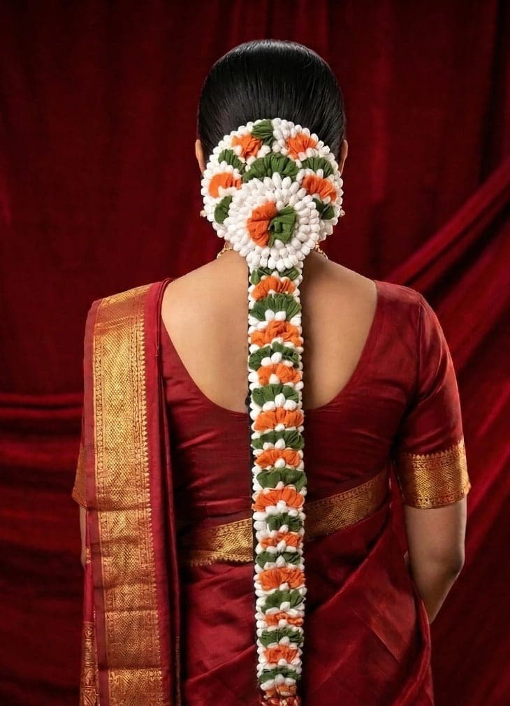 Bharatanatyam Jadai: Tricolor Hair Accessory for Arangetram