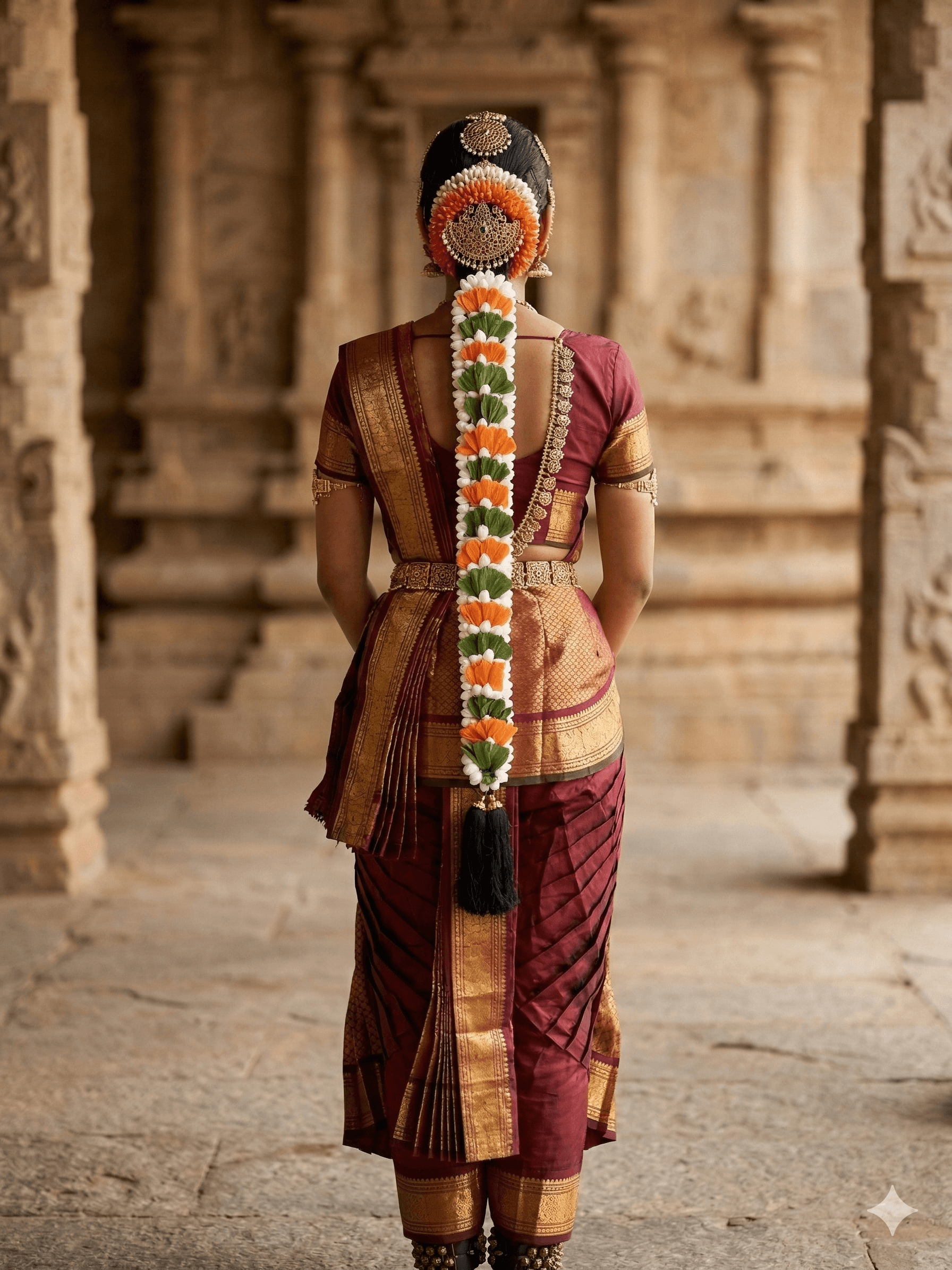 Bharatanatyam Jadai Hair Accessory - Tricolor Dance & Wedding