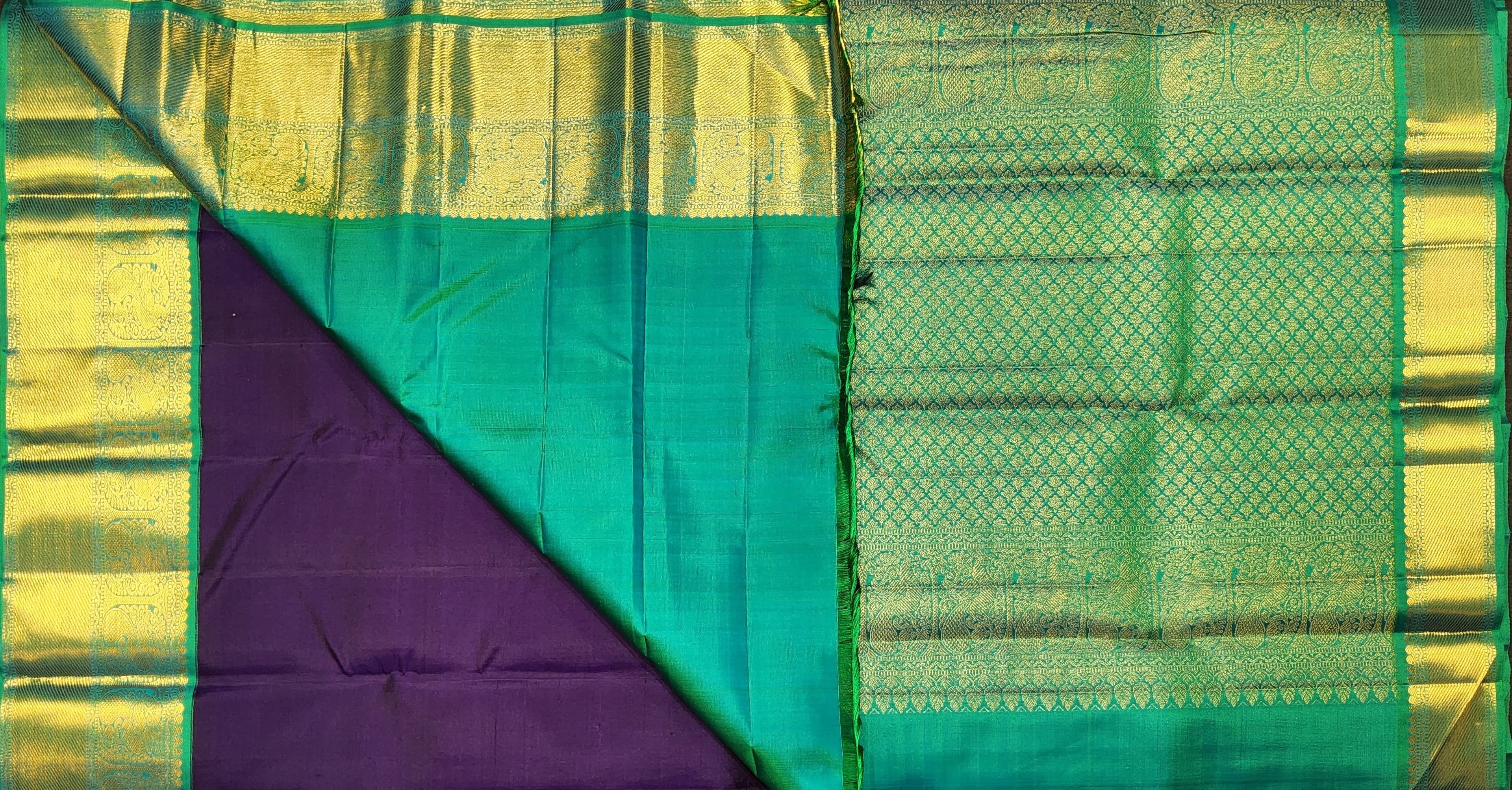 Bharatanatyam Arangetram Kanchipuram Silk Saree - Emerald Green & Gold