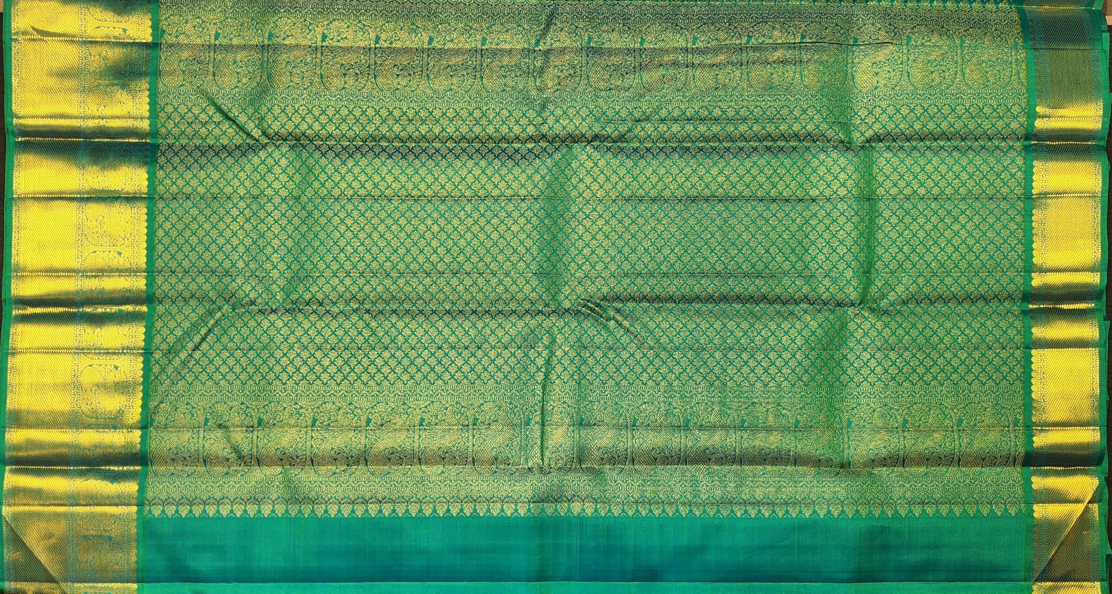 Bharatanatyam Arangetram Kanchipuram Silk Saree - Emerald Green & Gold