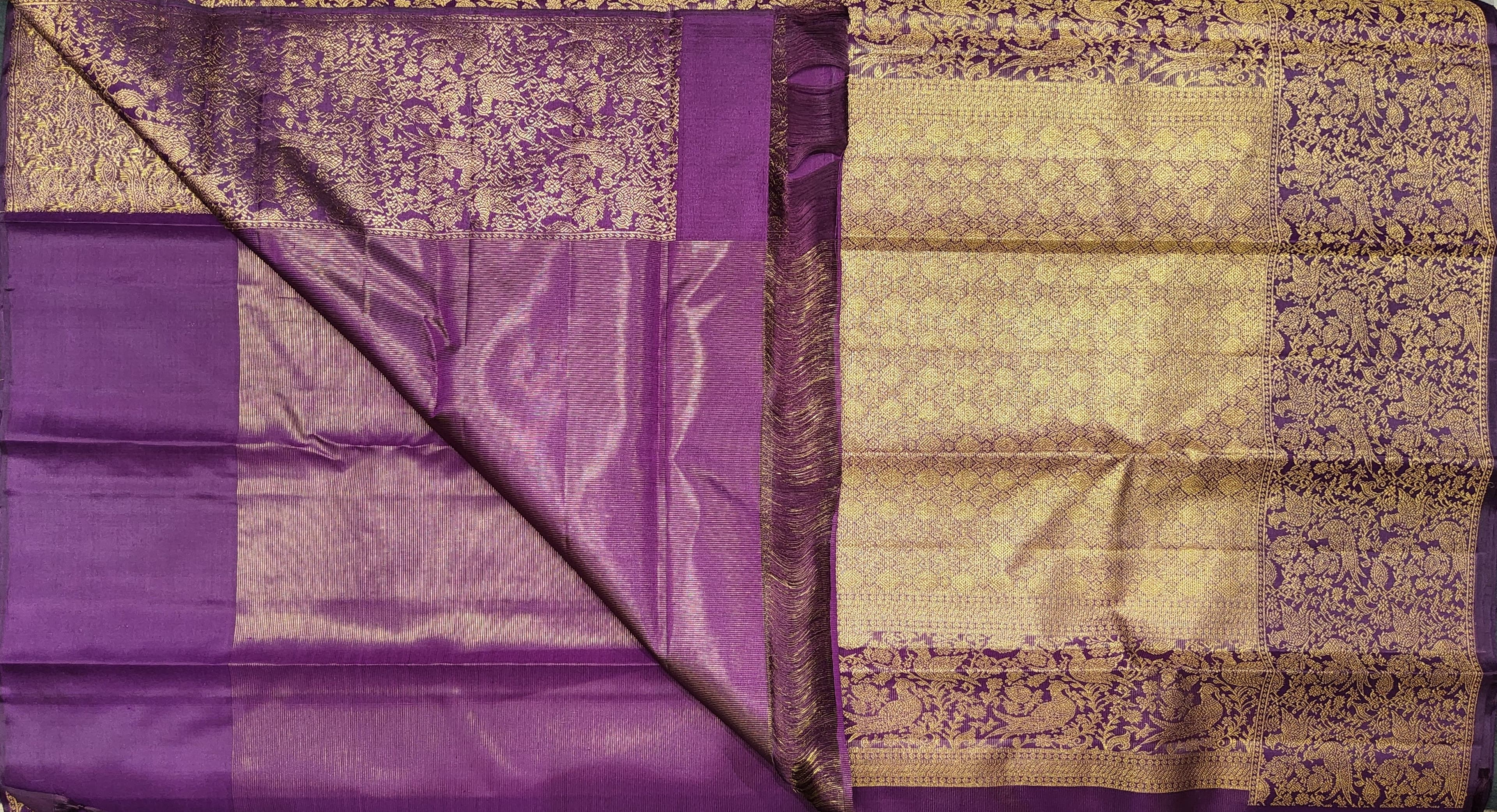 Bharatanatyam Kanchipuram Silk Saree: Vadamalli Vairavoosi Gold Zari