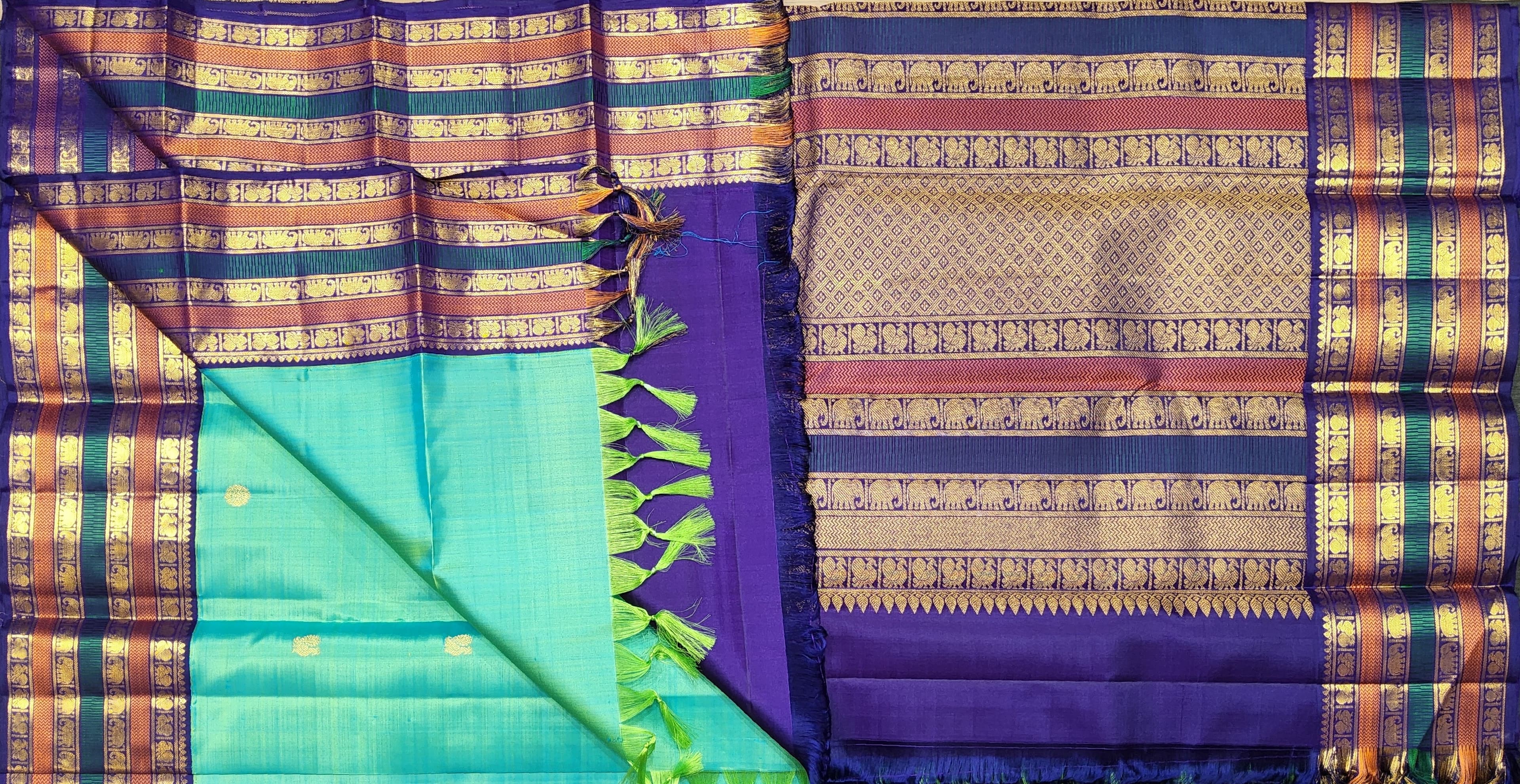 Dharmavaram pattu sarees inspired Ramar Blue authentic silk Kanchipuram saree for dance practice saree