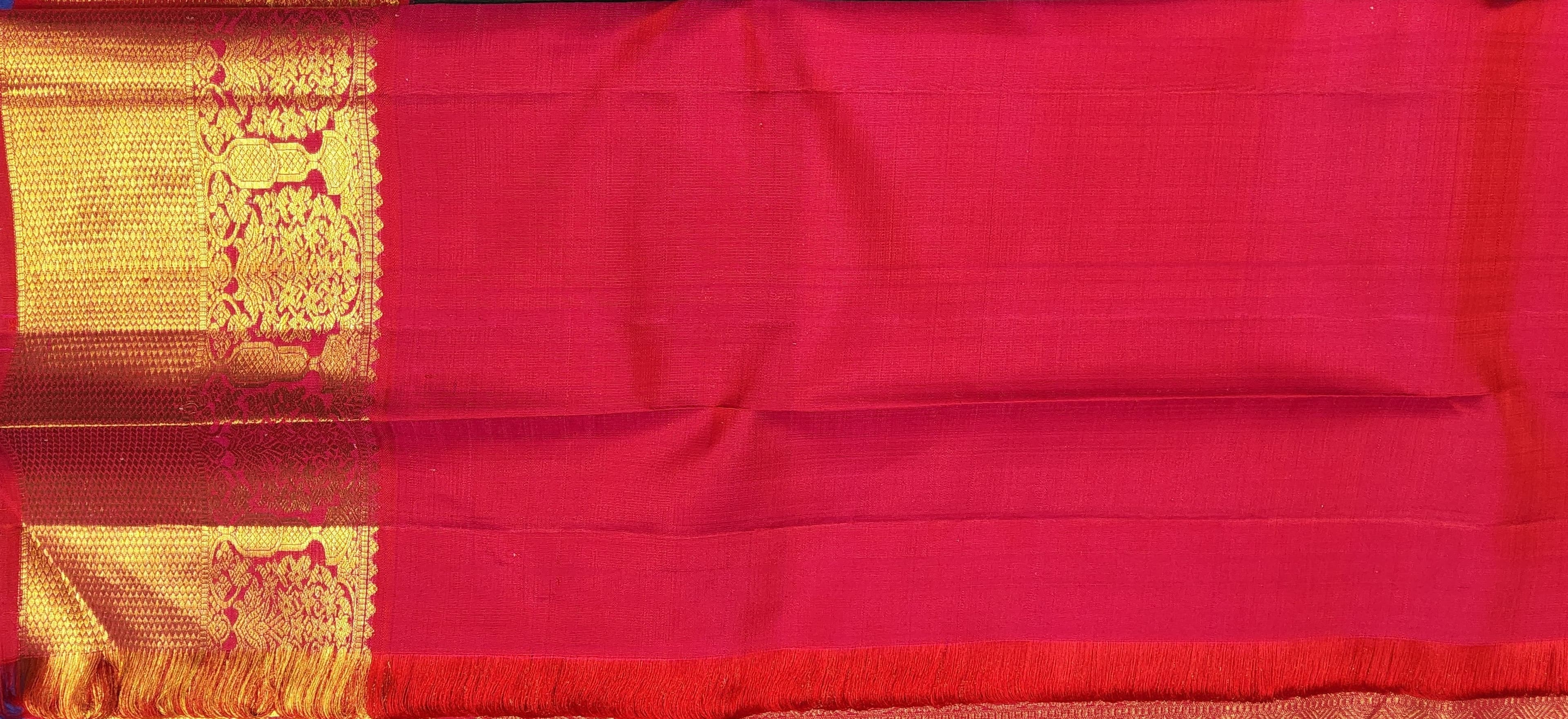 Full view of Green & Pink Kanchipuram authentic silk saree, dharmavaram pattu sarees inspiration